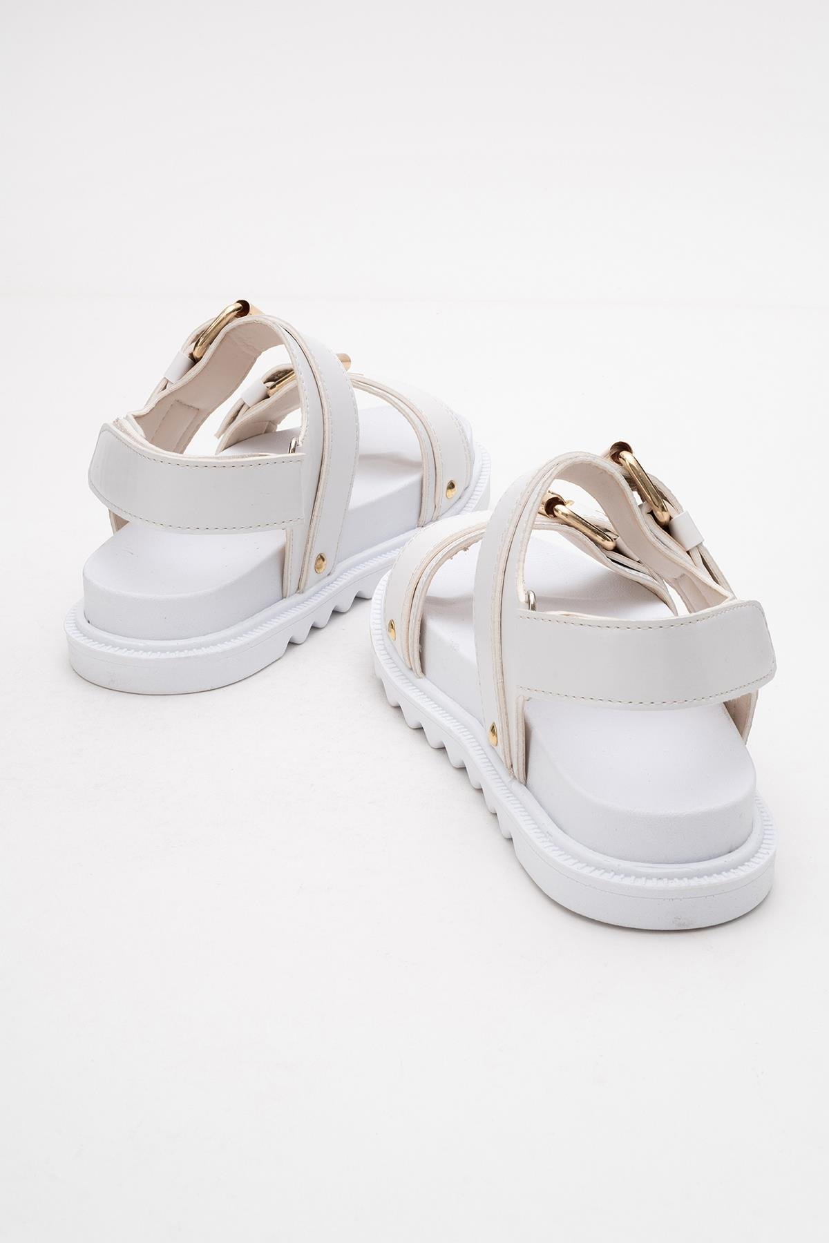 Kadın Çift Tokalı Cırtlı Sandalet BEYAZ - Görsel 5