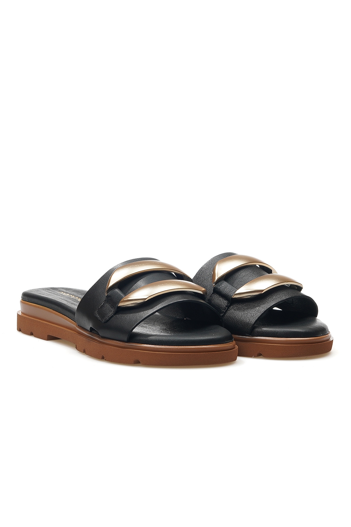 Kadın Hakiki Deri Toka Detaylı Günlük Terlik 25y D25yt-1375 Z Siyah - Görsel 6