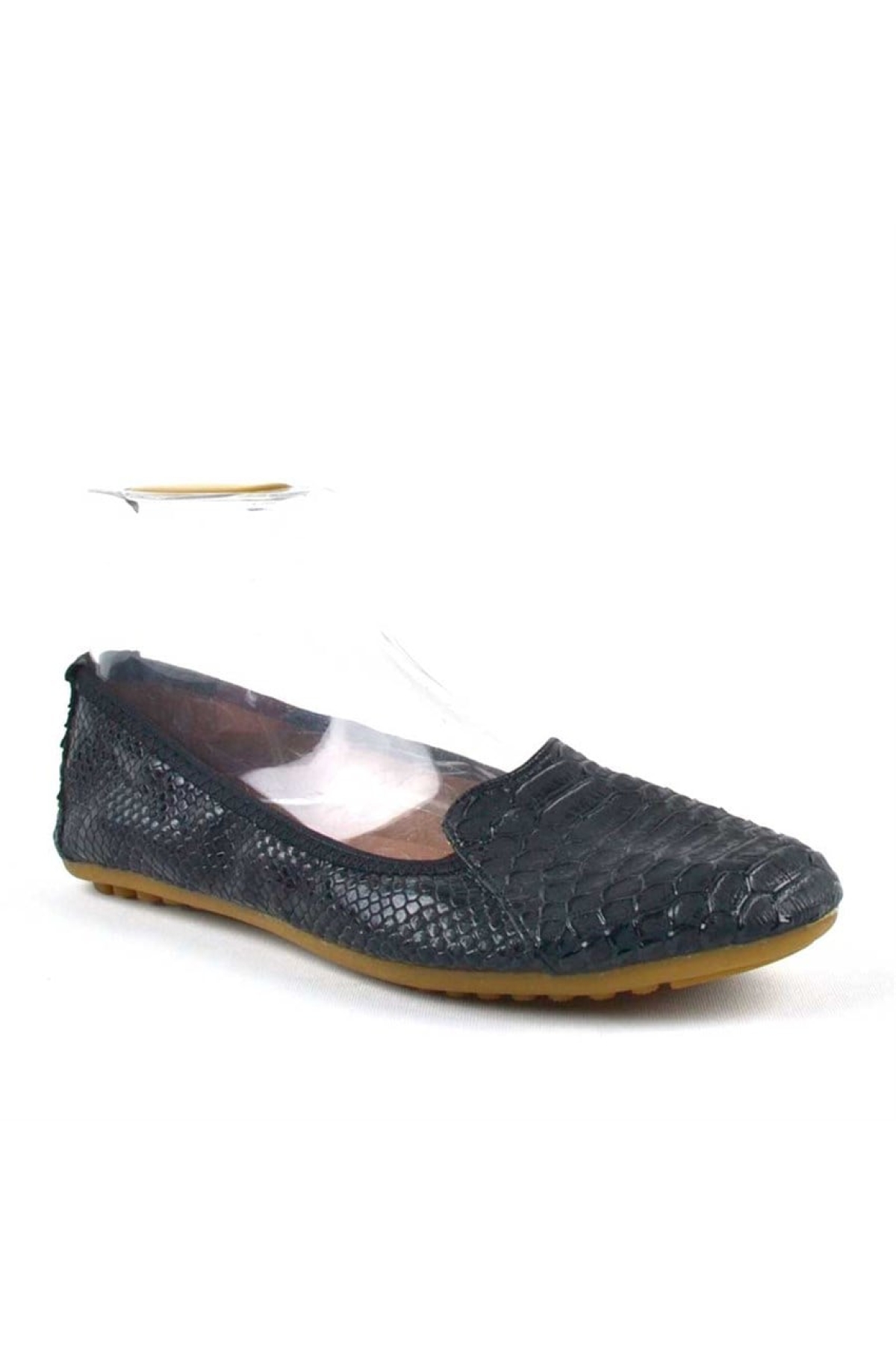 Siyah Croc Desenli Katlanabilir Kadın Babet - Görsel 3