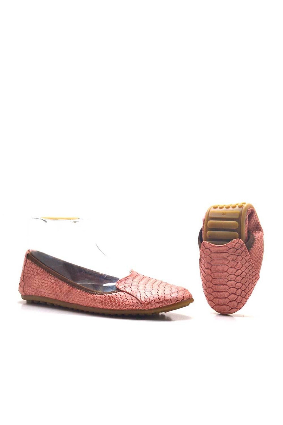 Pembe Croc Desenli Katlanabilir Kadın Babet - Görsel 4