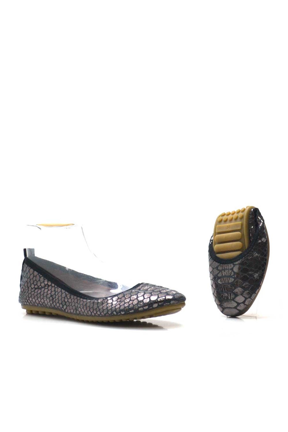 Bakır Baskı Desenli Katlanabilir Kadın Babet - Görsel 4