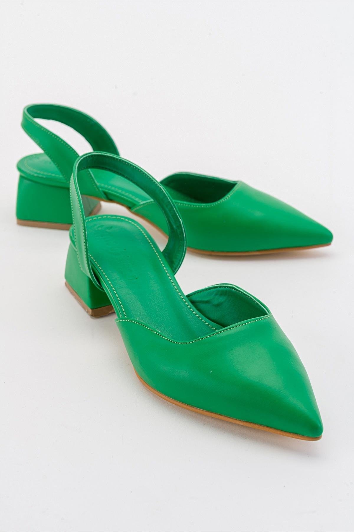 Kadın Topuklu Sandalet ÇİMEN YEŞİLİ CİLT - Görsel 2
