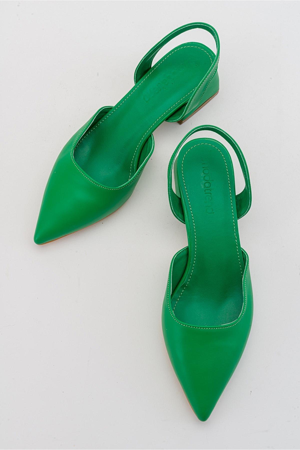 Kadın Topuklu Sandalet ÇİMEN YEŞİLİ CİLT - Görsel 6