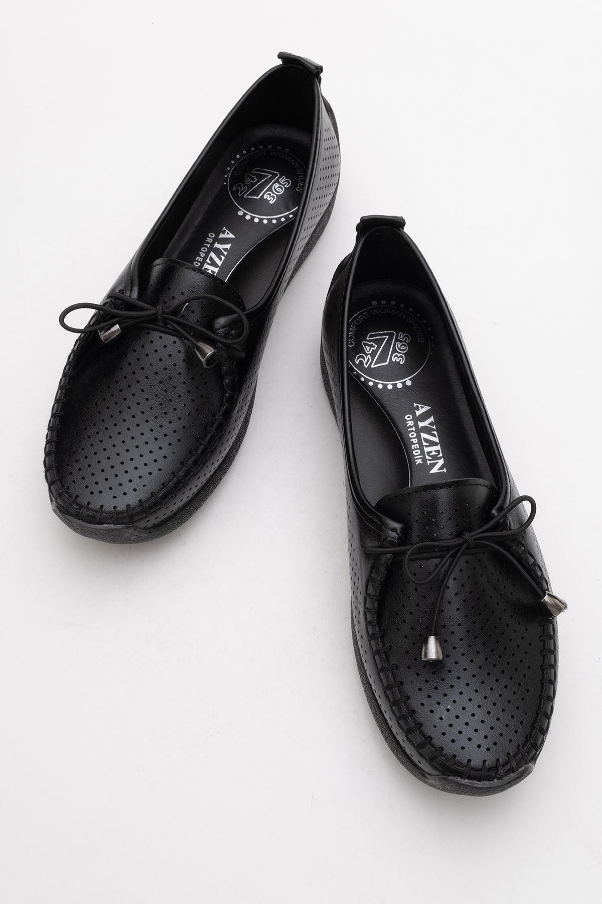 Kadın Lastik Bağcıklı Günlük Ayakkabı SİYAH - Görsel 6