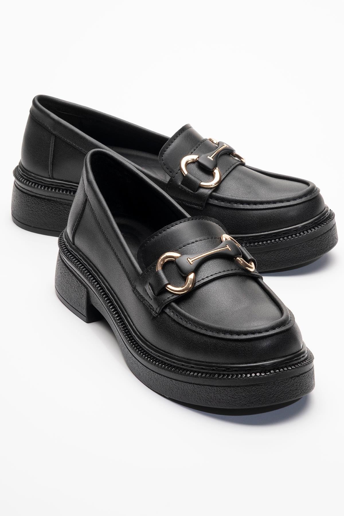 Kadın Tokalı Günlük Ayakkabı SİYAH CİLT - Görsel 2