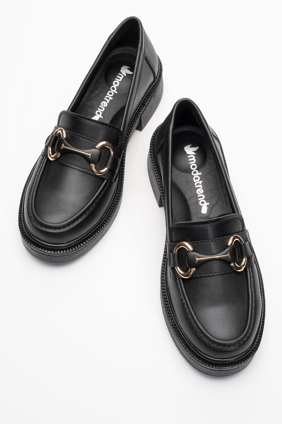 Kadın Tokalı Günlük Ayakkabı SİYAH CİLT - Görsel 6