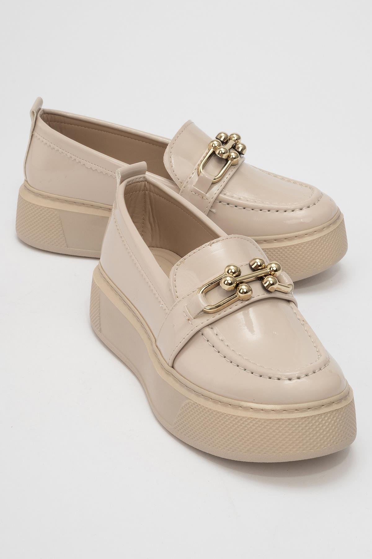 Taş Bağcıklı Kadın Spor Ayakkabı BEJ RUGAN - Görsel 3