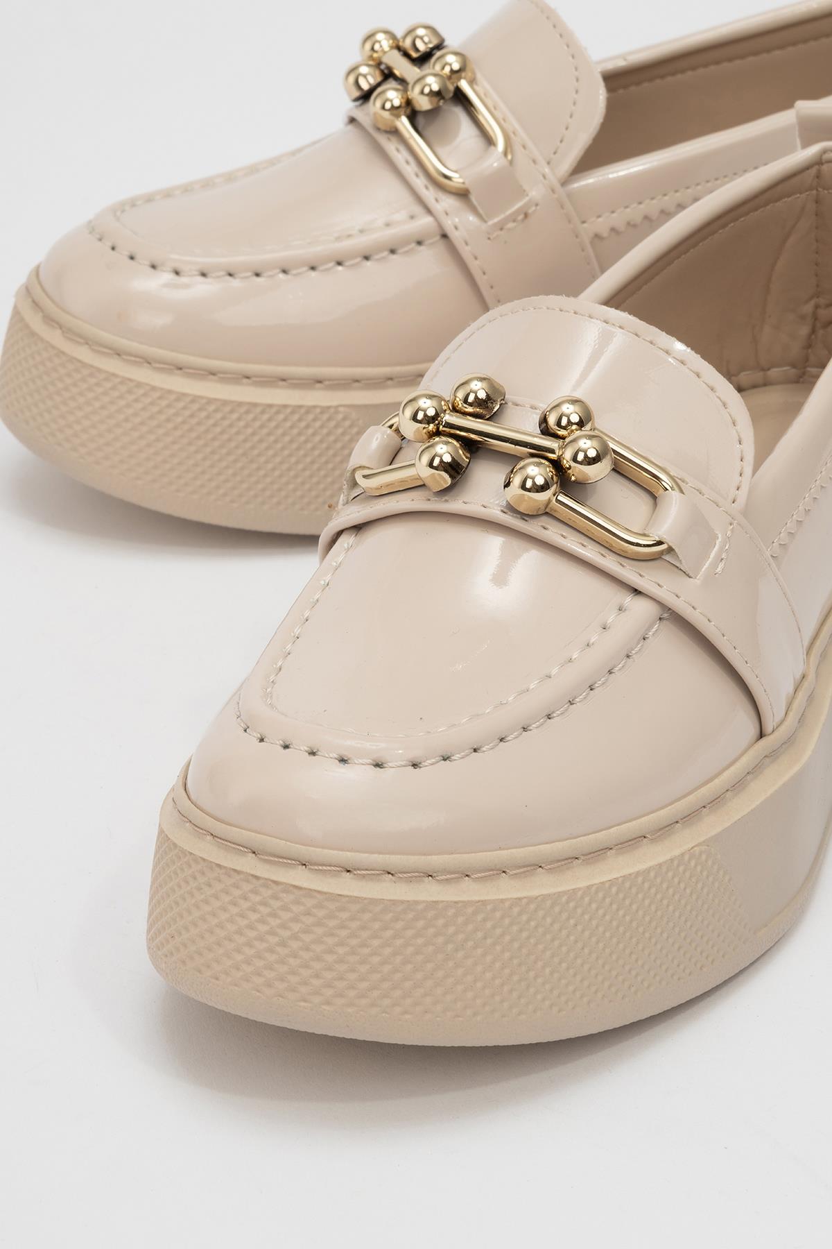 Taş Bağcıklı Kadın Spor Ayakkabı BEJ RUGAN - Görsel 4