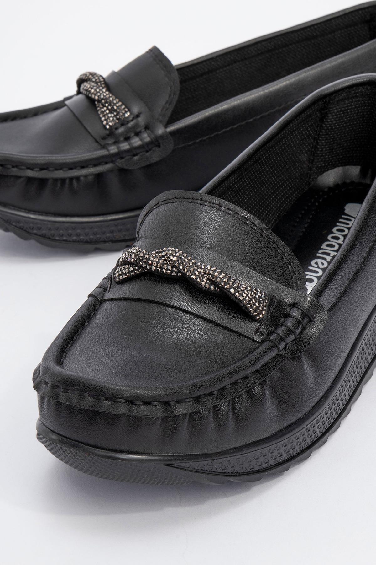 Taşlı Kadın Günlük Ayakkabı SİYAH CİLT - Görsel 4