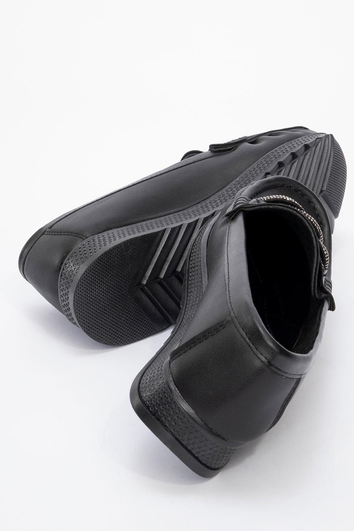 Taşlı Kadın Günlük Ayakkabı SİYAH CİLT - Görsel 5