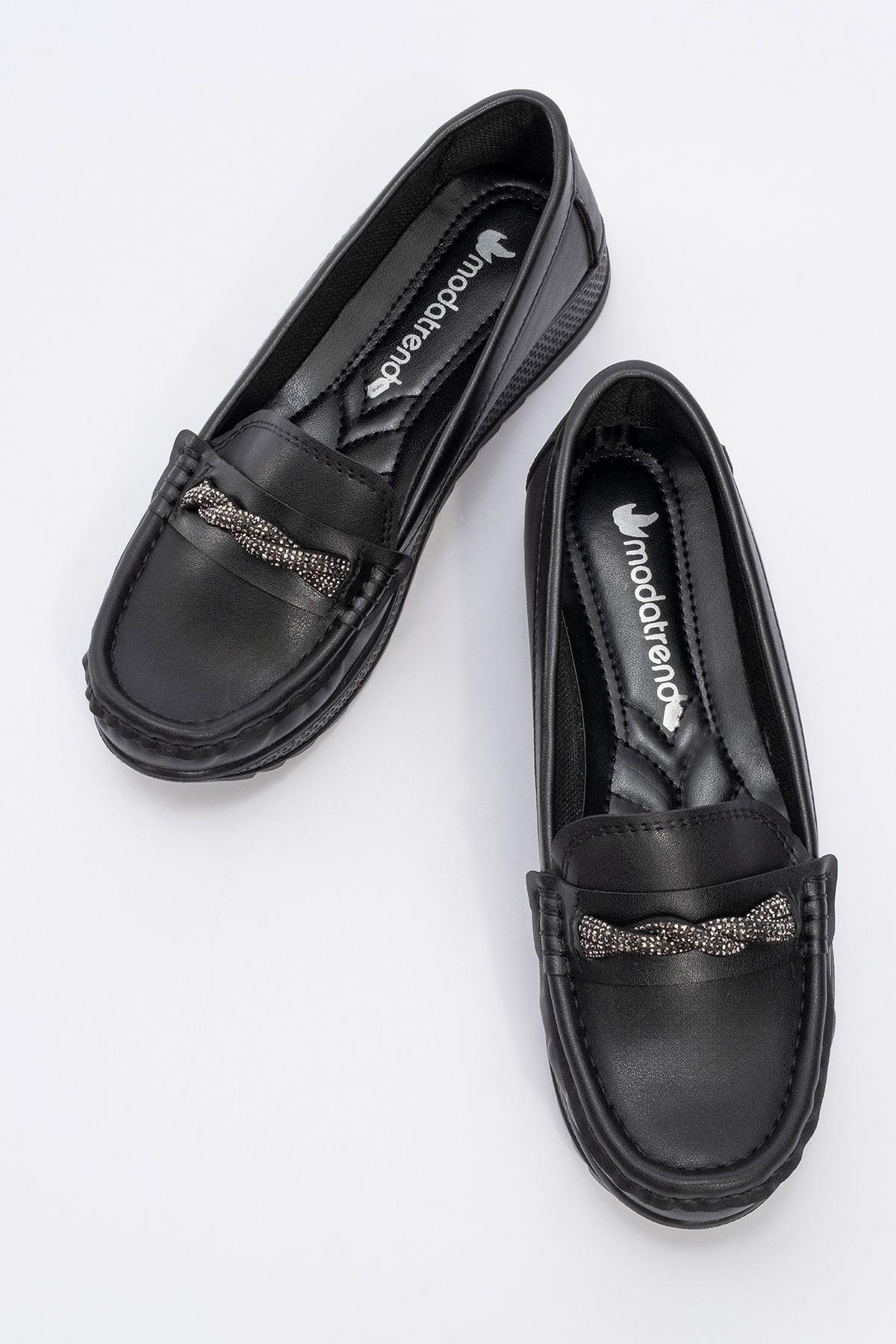 Taşlı Kadın Günlük Ayakkabı SİYAH CİLT - Görsel 6