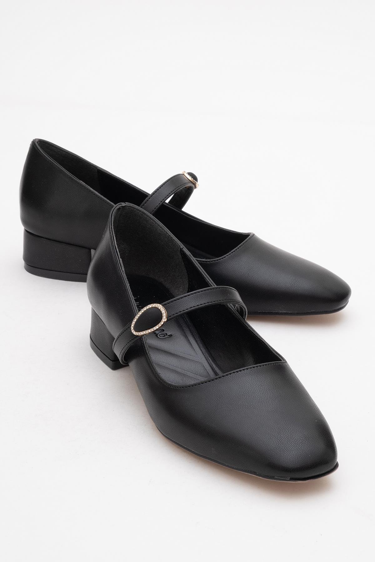 Kadın Tokalı Topuklu Ayakkabı SİYAH CİLT - Görsel 3
