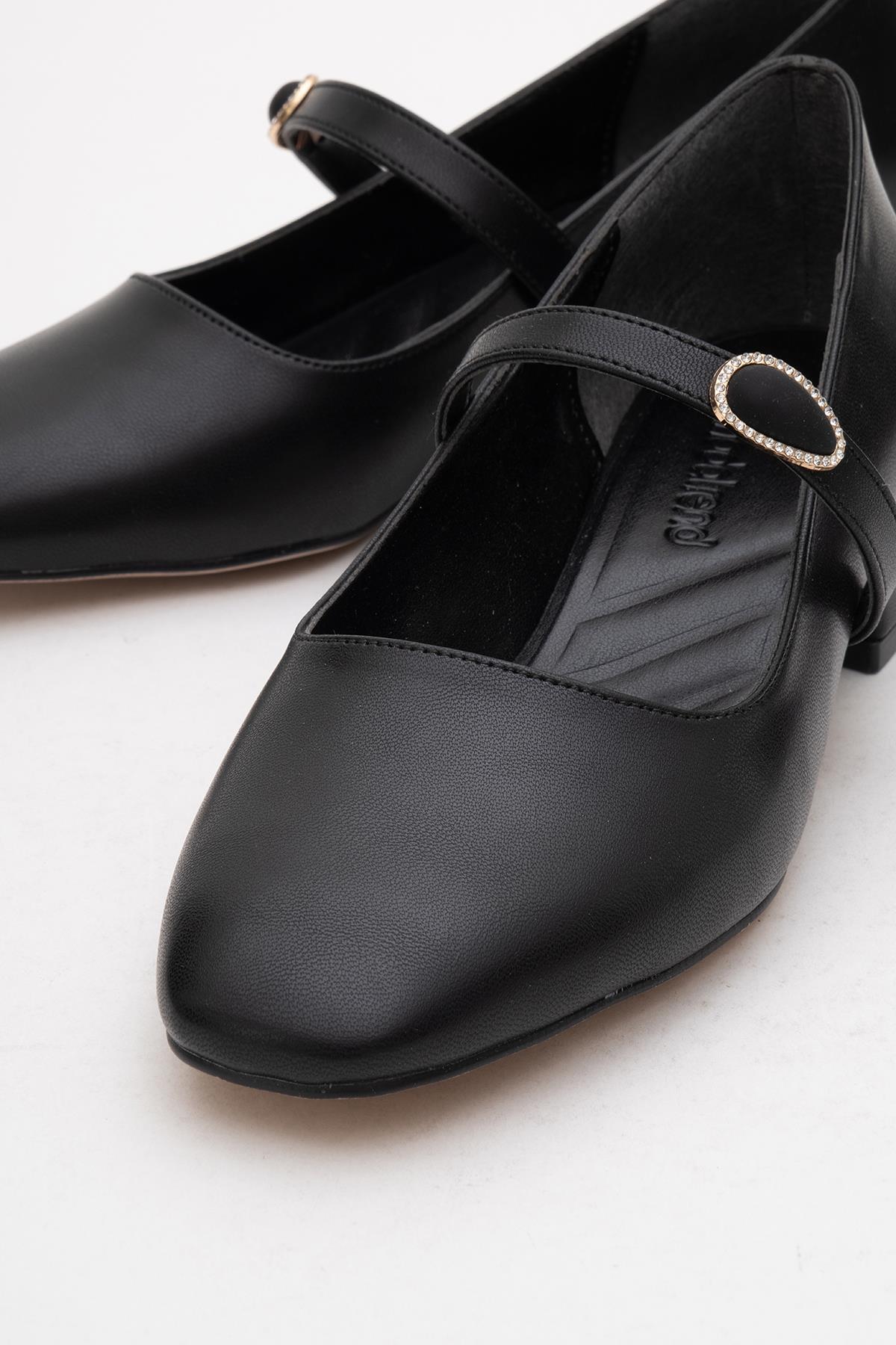 Kadın Tokalı Topuklu Ayakkabı SİYAH CİLT - Görsel 4