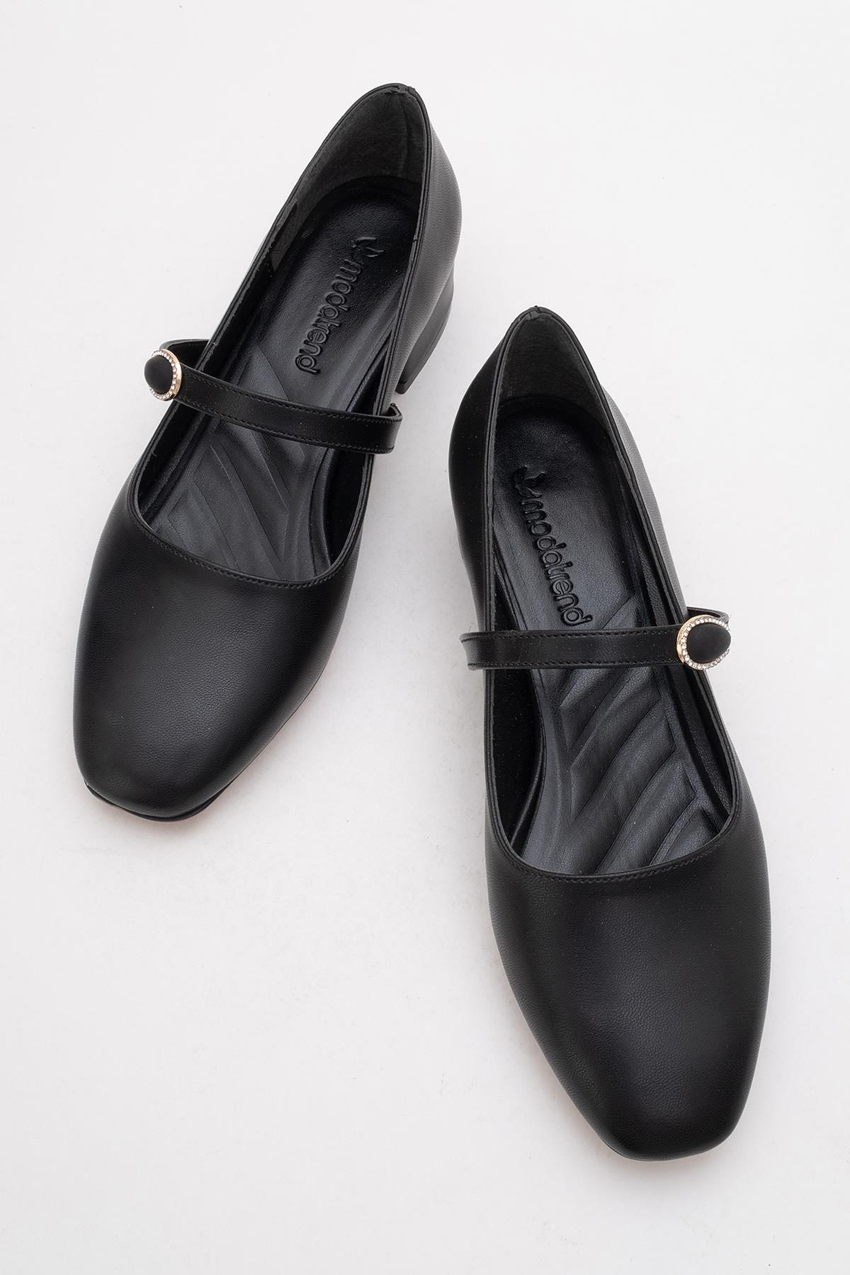 Kadın Tokalı Topuklu Ayakkabı SİYAH CİLT - Görsel 6