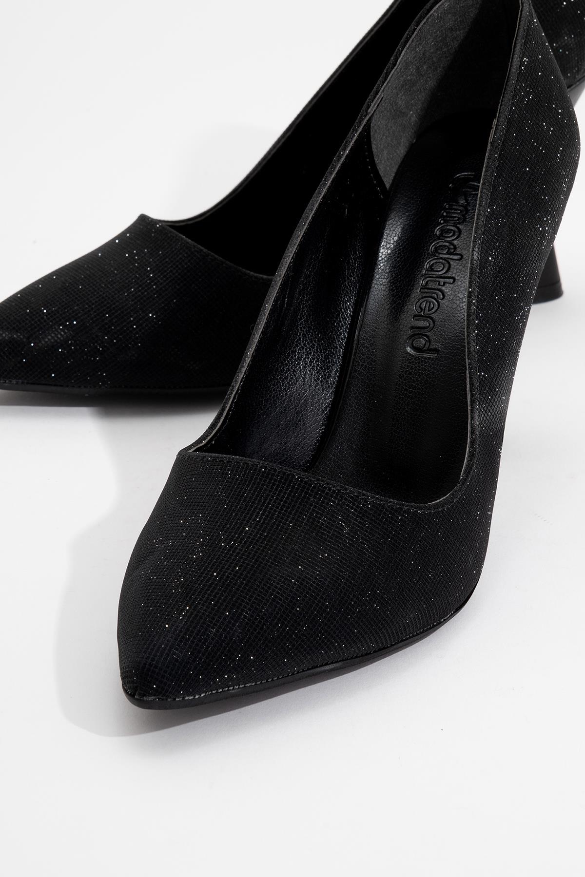 Sivri Burunlu Stiletto Ayakkabı SİYAH SİM - Görsel 4