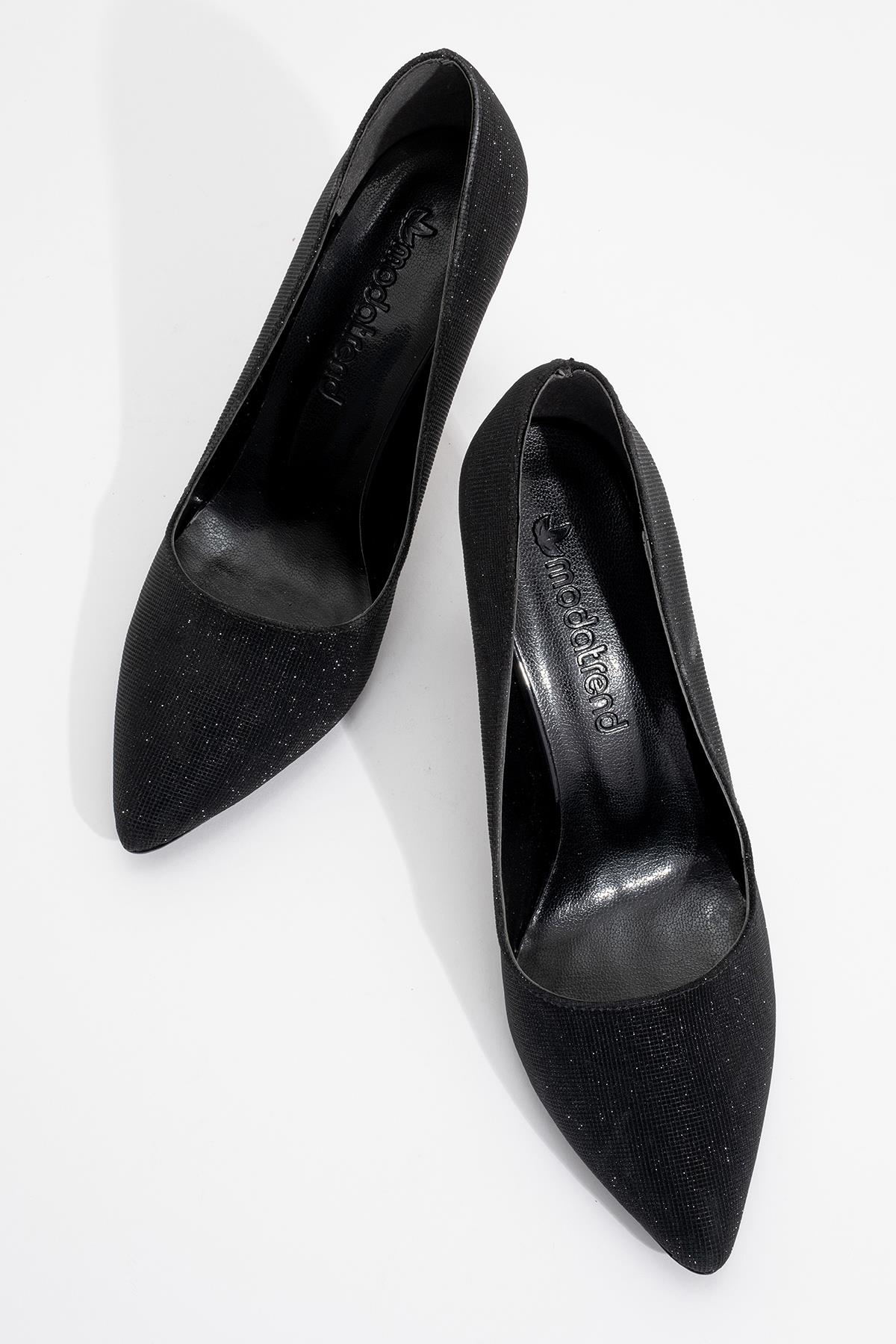 Sivri Burunlu Stiletto Ayakkabı SİYAH SİM - Görsel 6