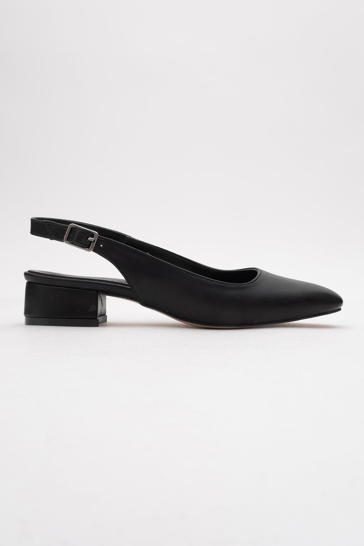 Kadın Arkası Açık Topuklu Ayakkabı SİYAH CİLT - Görsel 2