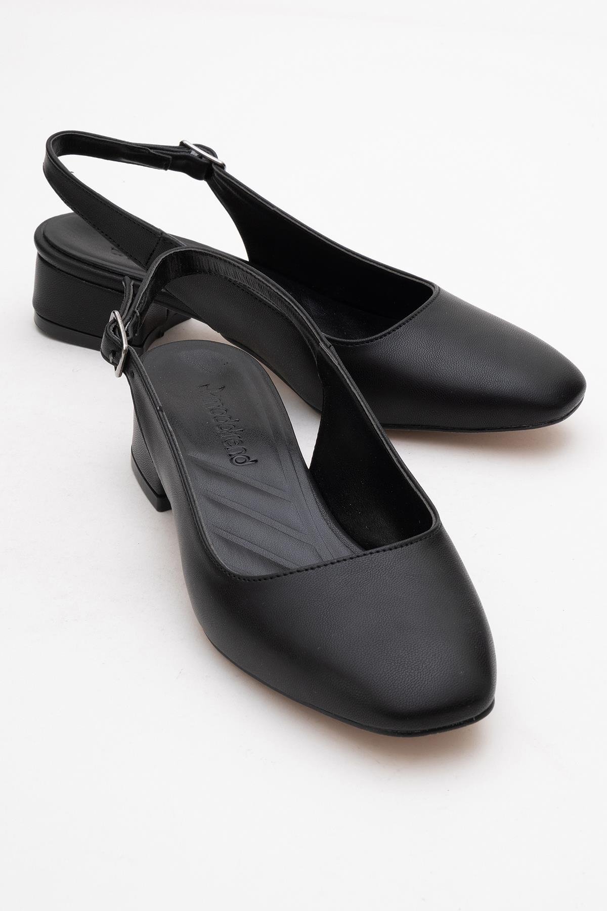 Kadın Arkası Açık Topuklu Ayakkabı SİYAH CİLT - Görsel 3