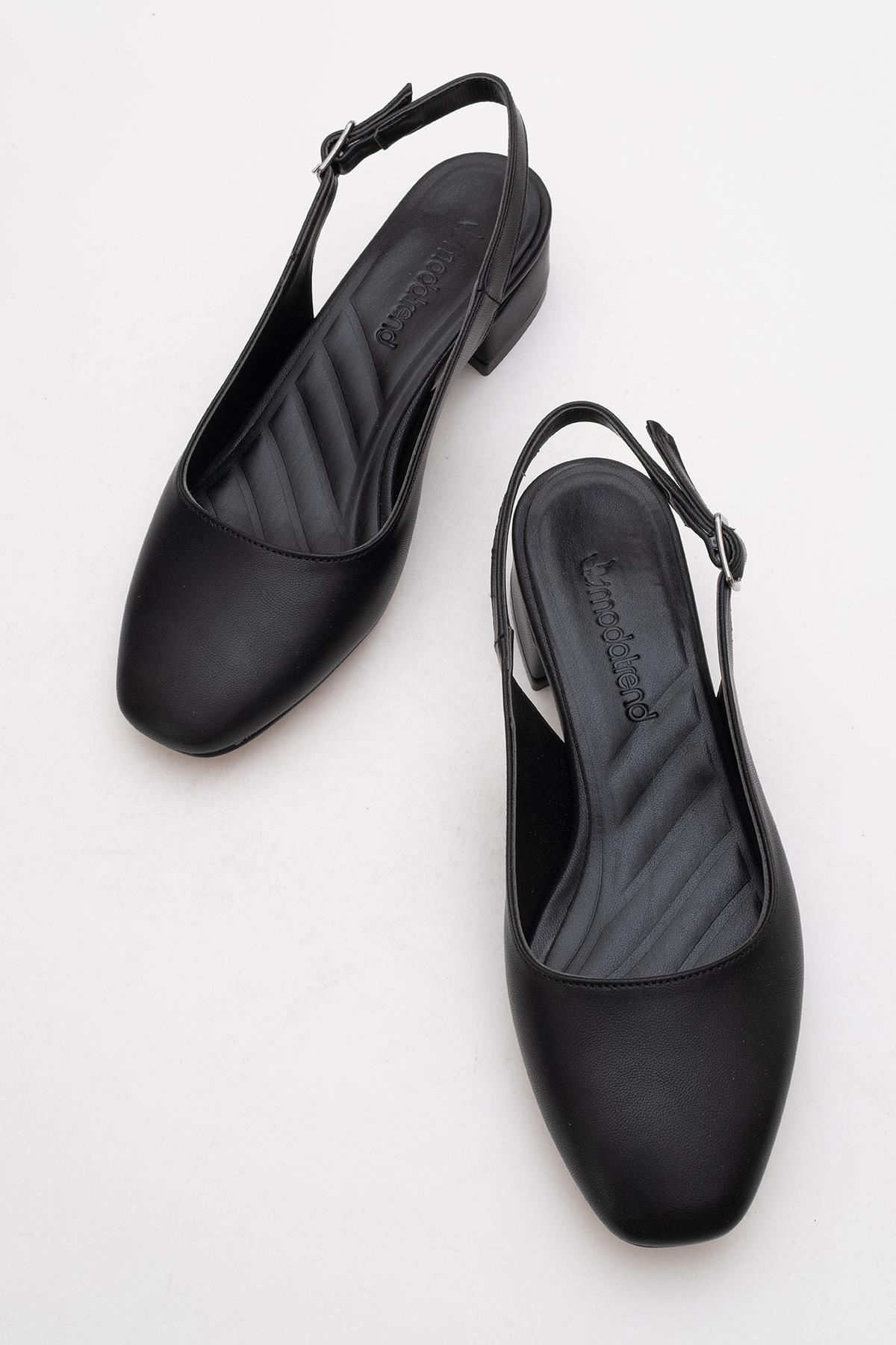 Kadın Arkası Açık Topuklu Ayakkabı SİYAH CİLT - Görsel 6