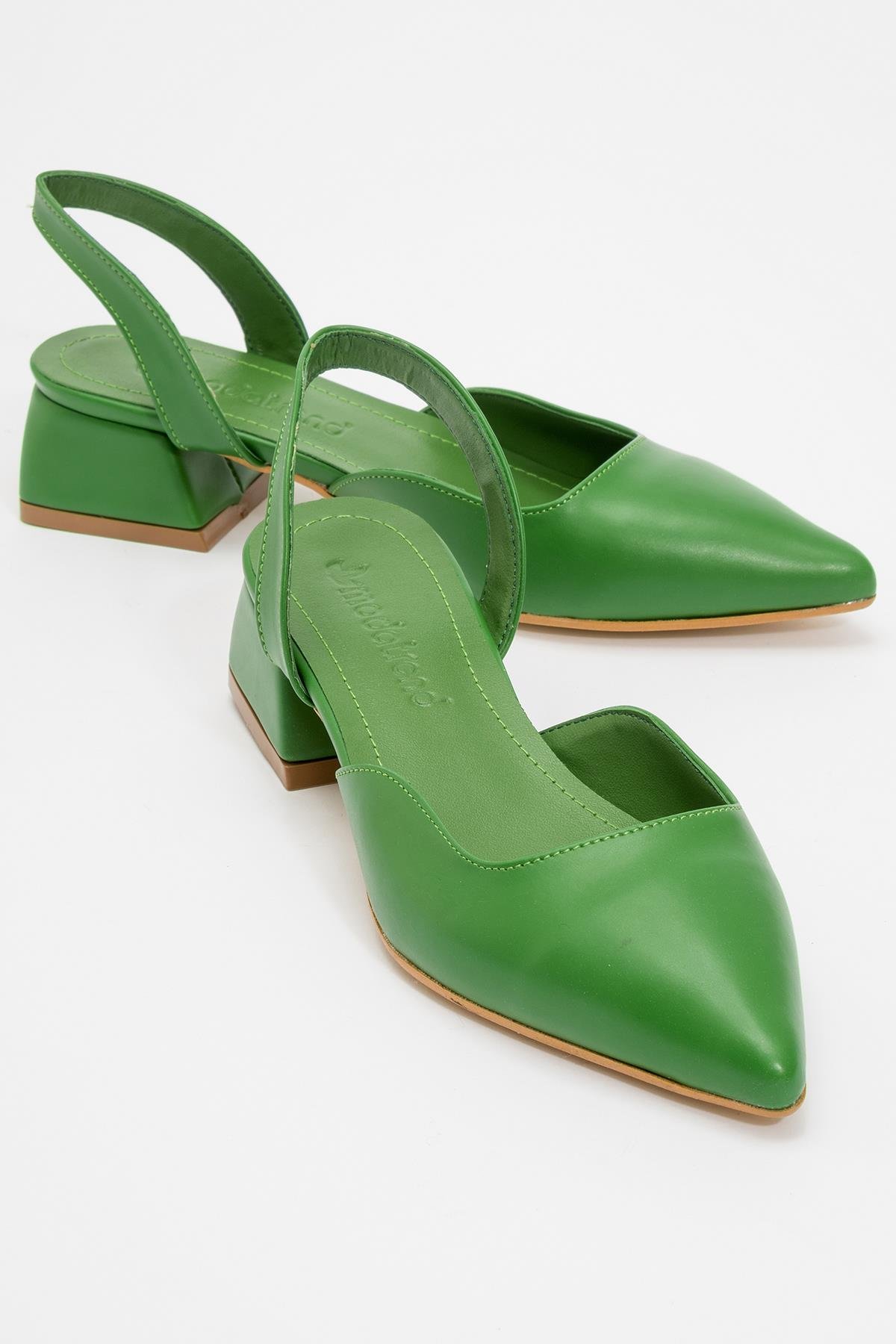 Kadın Topuklu Sandalet HAKİ YEŞİL CİLT - Görsel 3
