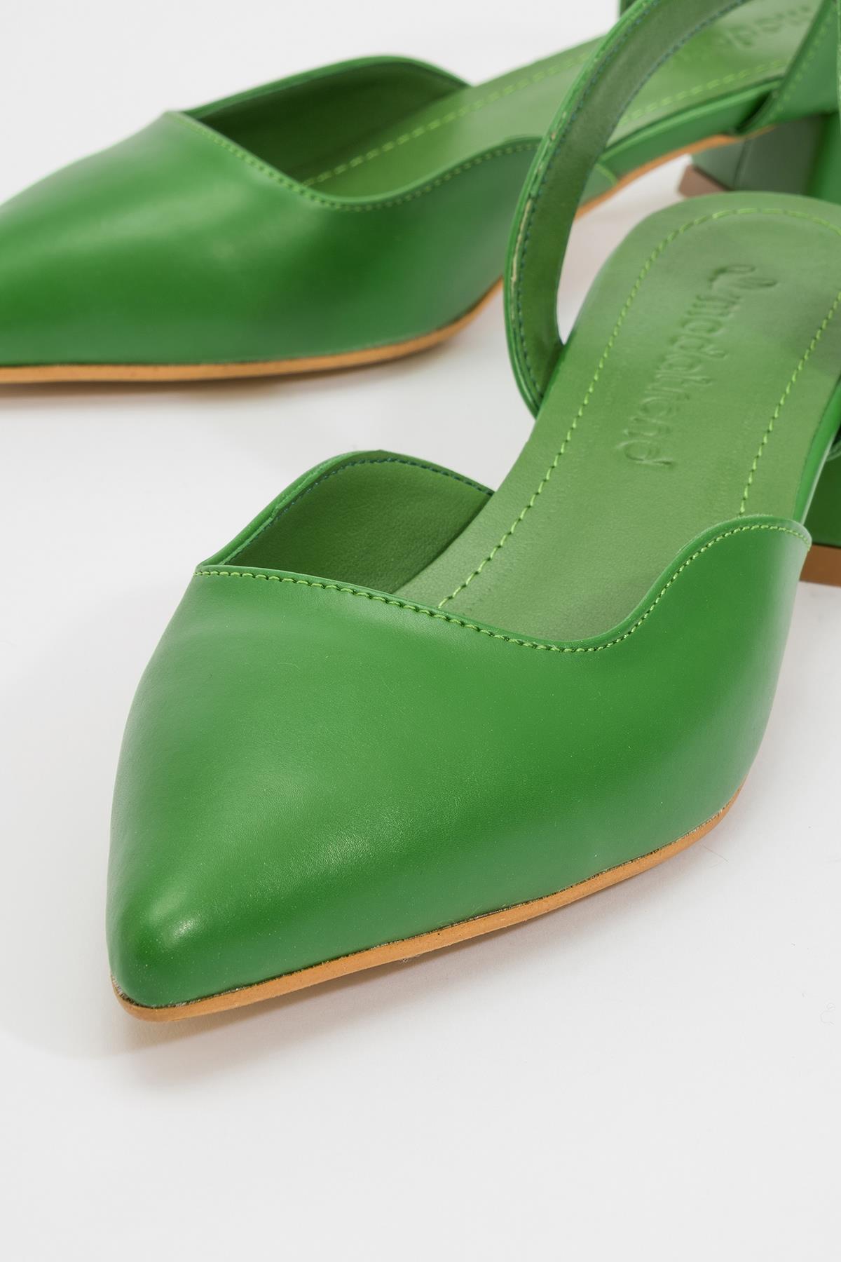 Kadın Topuklu Sandalet HAKİ YEŞİL CİLT - Görsel 4