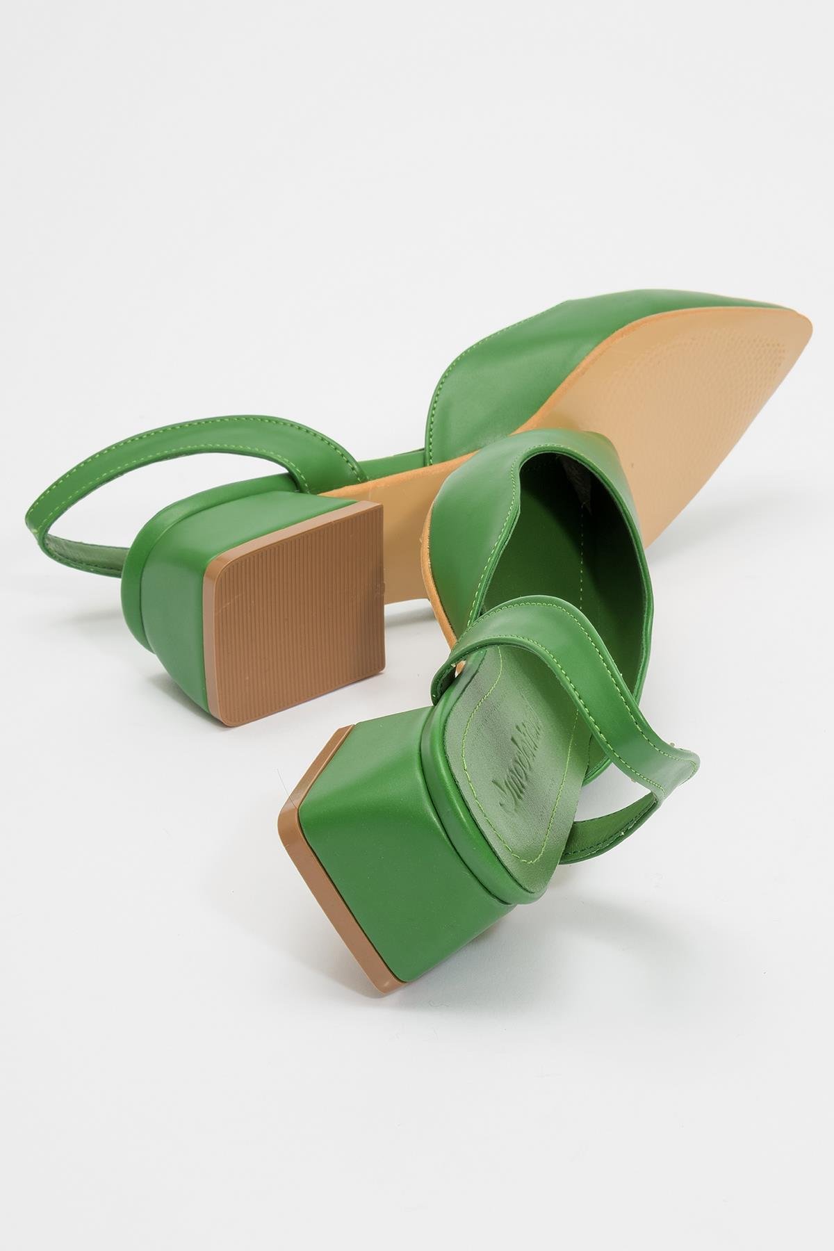 Kadın Topuklu Sandalet HAKİ YEŞİL CİLT - Görsel 5