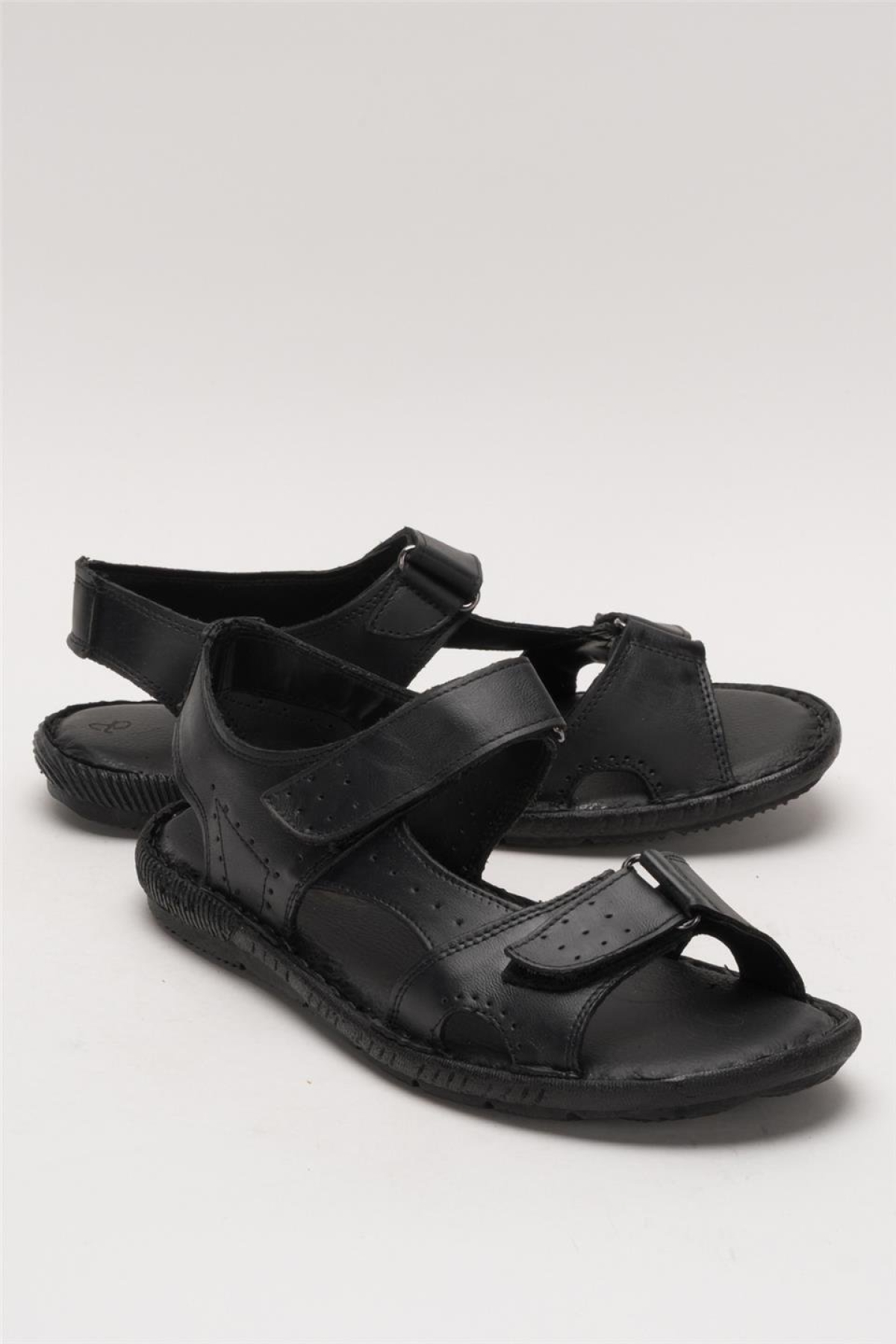 Erkek İçi Dışı Hakiki Deri Ortopetik Yazlık Esnek ve Çok Hafif Günlük Ayakkabı Sandalet SİYAH - Görsel 3
