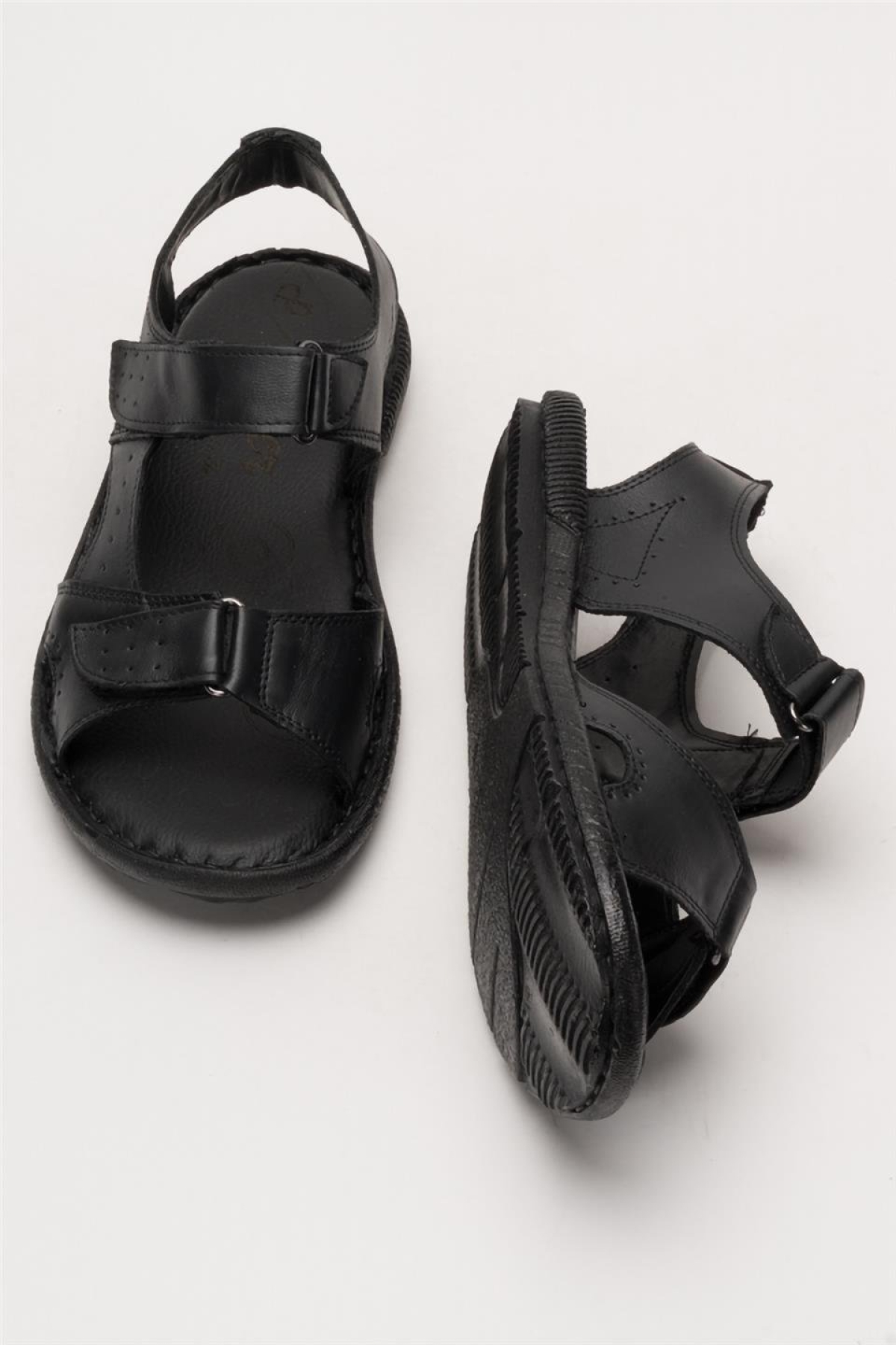 Erkek İçi Dışı Hakiki Deri Ortopetik Yazlık Esnek ve Çok Hafif Günlük Ayakkabı Sandalet SİYAH - Görsel 8