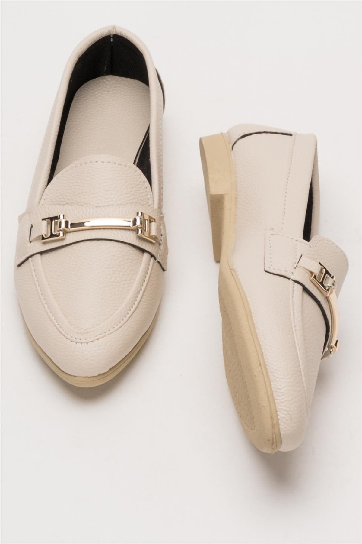 Kadın Babet Toka Detaylı Şık Rahat Günlük Ayakkabı BEJ - Görsel 8