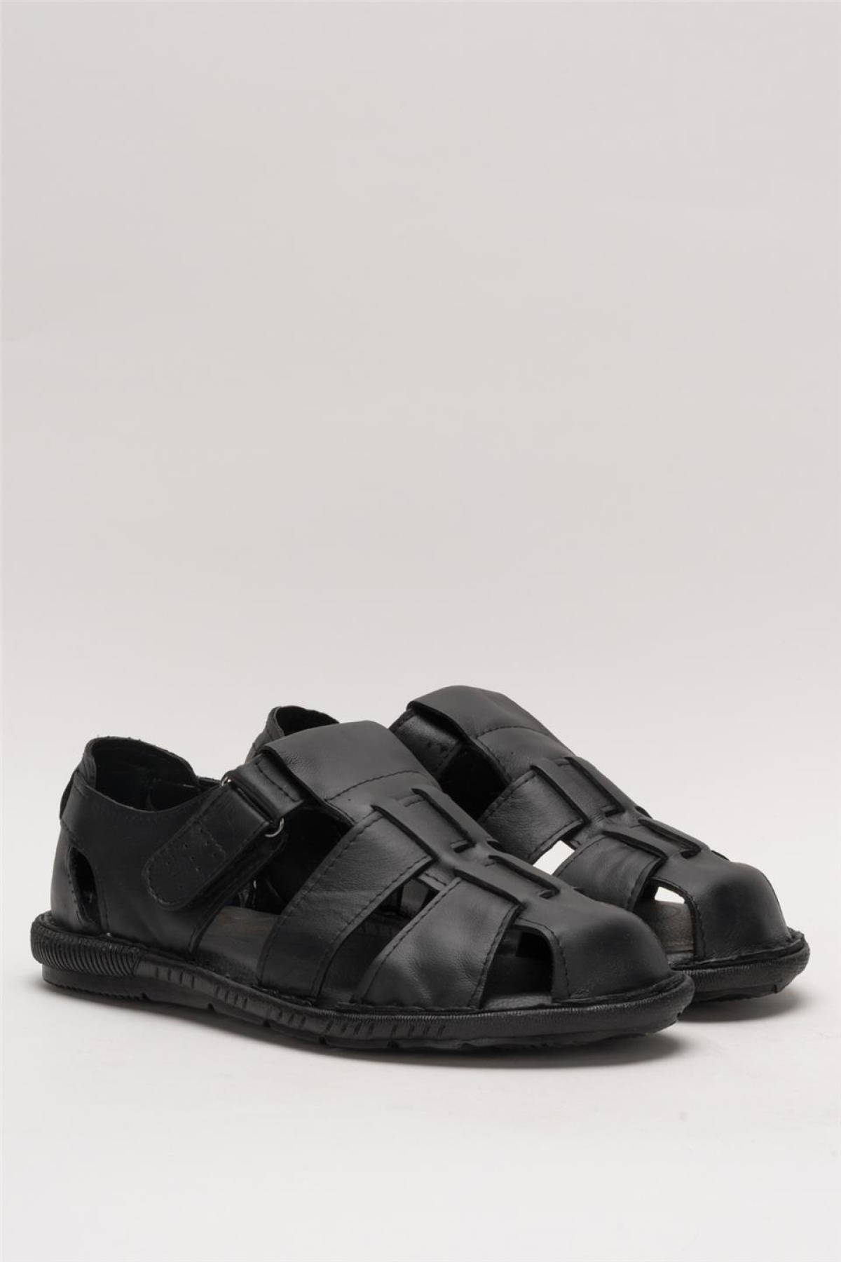 Erkek İçi Dışı Hakiki Deri Ortopetik Yazlık Esnek ve Çok Hafif Günlük Ayakkabı Sandalet SİYAH - Görsel 4