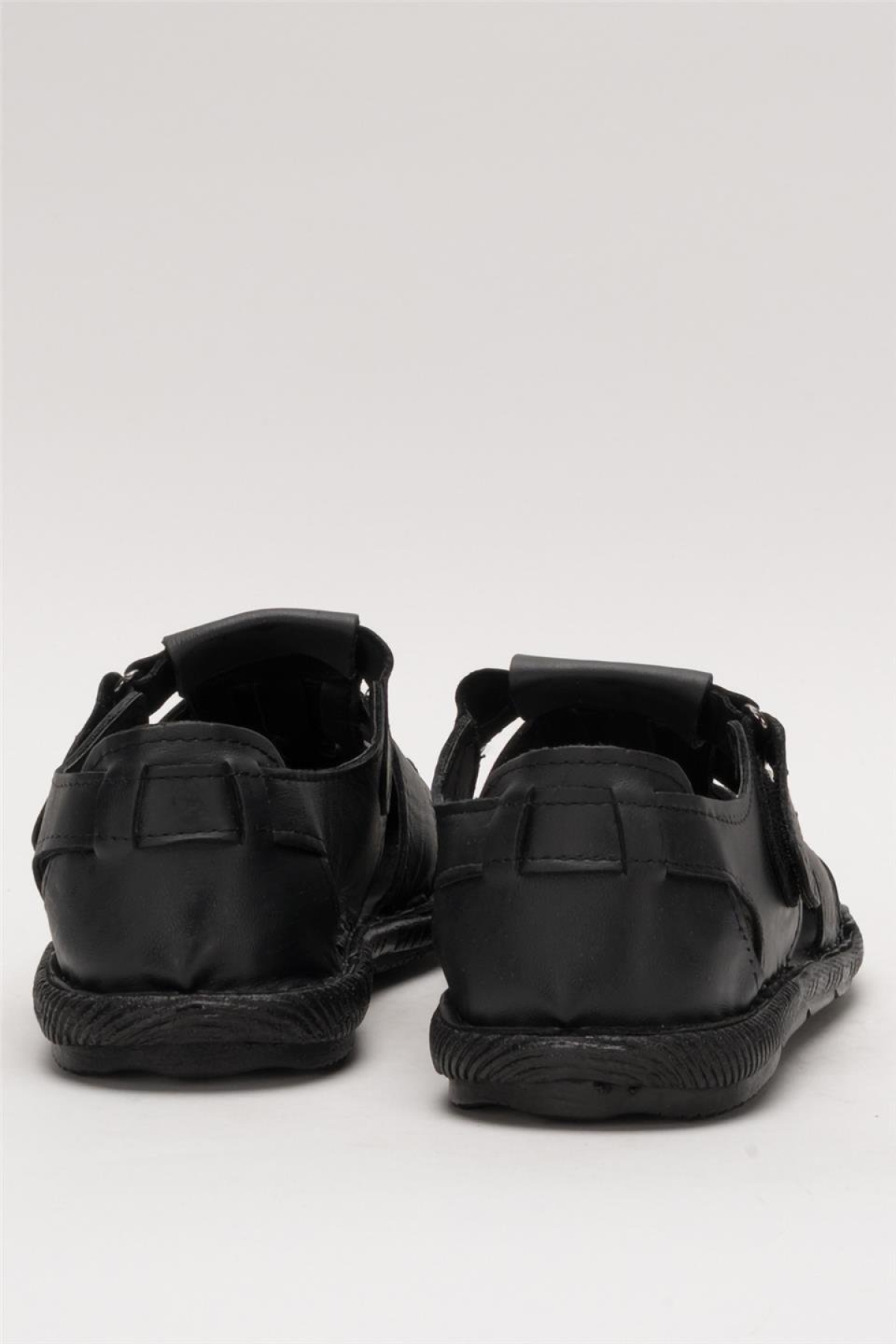 Erkek İçi Dışı Hakiki Deri Ortopetik Yazlık Esnek ve Çok Hafif Günlük Ayakkabı Sandalet SİYAH - Görsel 5