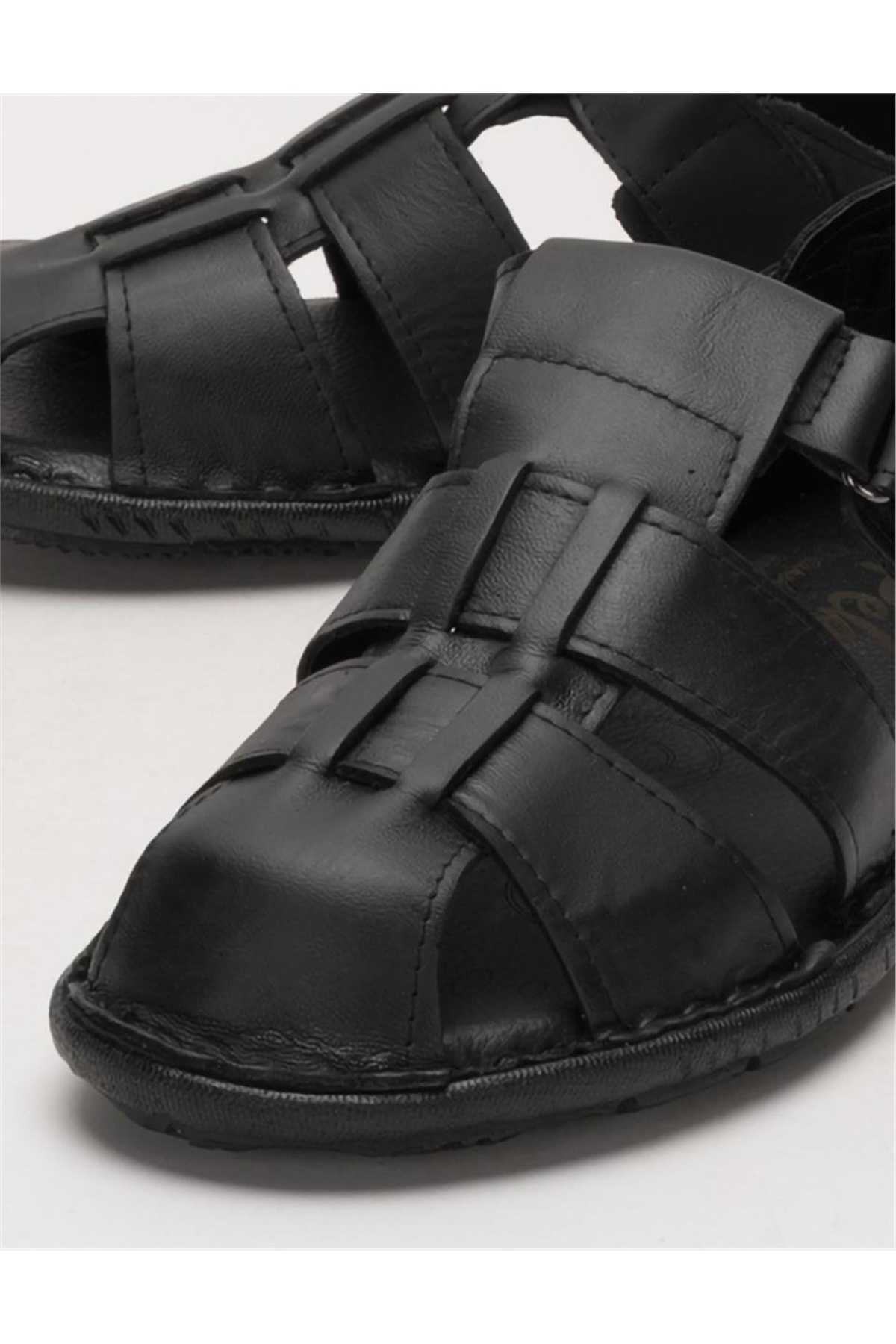 Erkek İçi Dışı Hakiki Deri Ortopetik Yazlık Esnek ve Çok Hafif Günlük Ayakkabı Sandalet SİYAH - Görsel 6