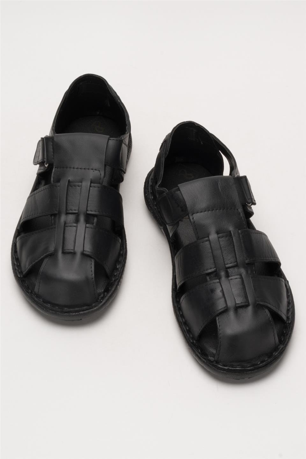 Erkek İçi Dışı Hakiki Deri Ortopetik Yazlık Esnek ve Çok Hafif Günlük Ayakkabı Sandalet SİYAH - Görsel 7