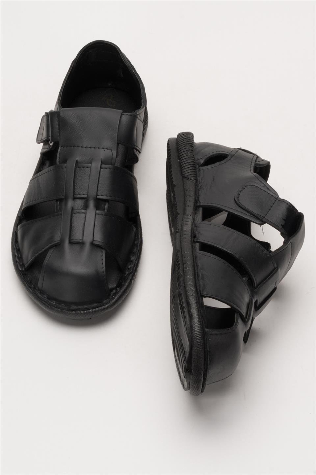 Erkek İçi Dışı Hakiki Deri Ortopetik Yazlık Esnek ve Çok Hafif Günlük Ayakkabı Sandalet SİYAH - Görsel 8