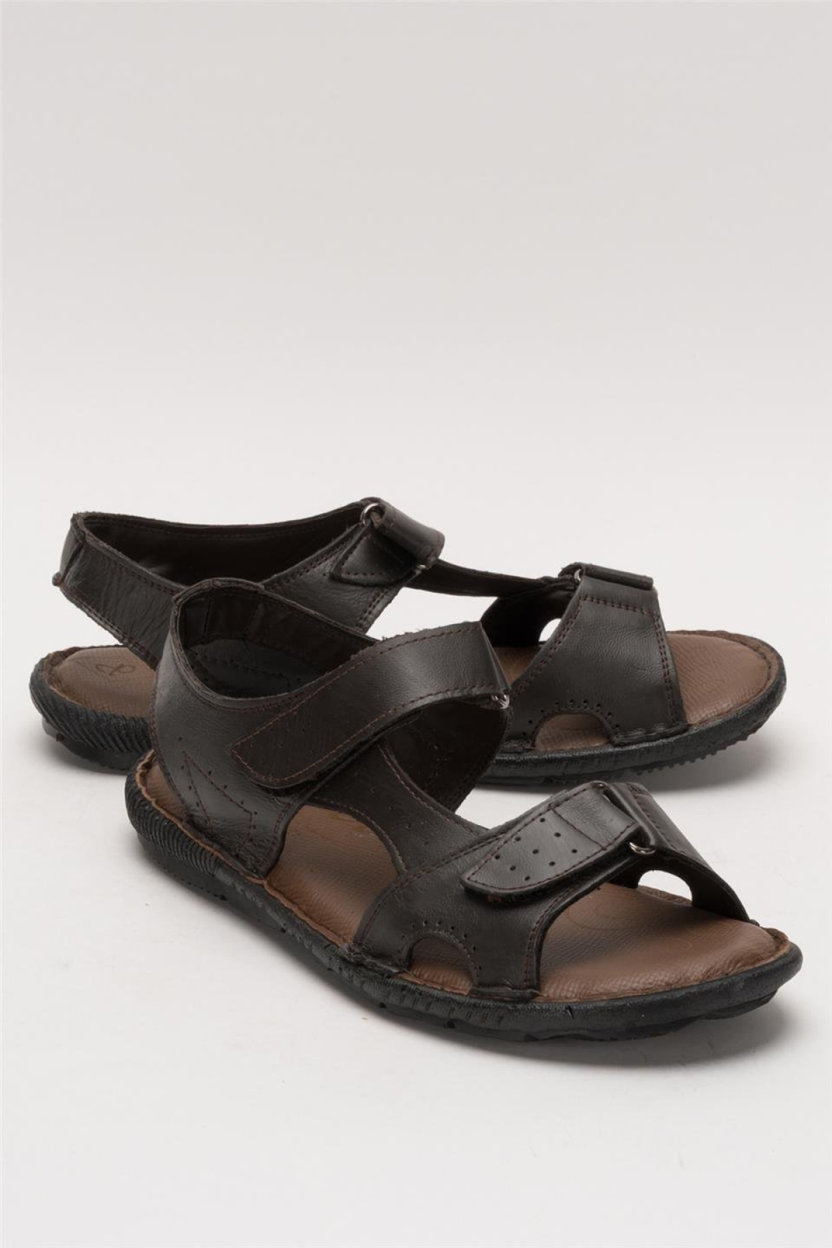 Erkek İçi Dışı Hakiki Deri Ortopetik Yazlık Esnek ve Çok Hafif Günlük Ayakkabı Sandalet KAHVERENGİ - Görsel 3