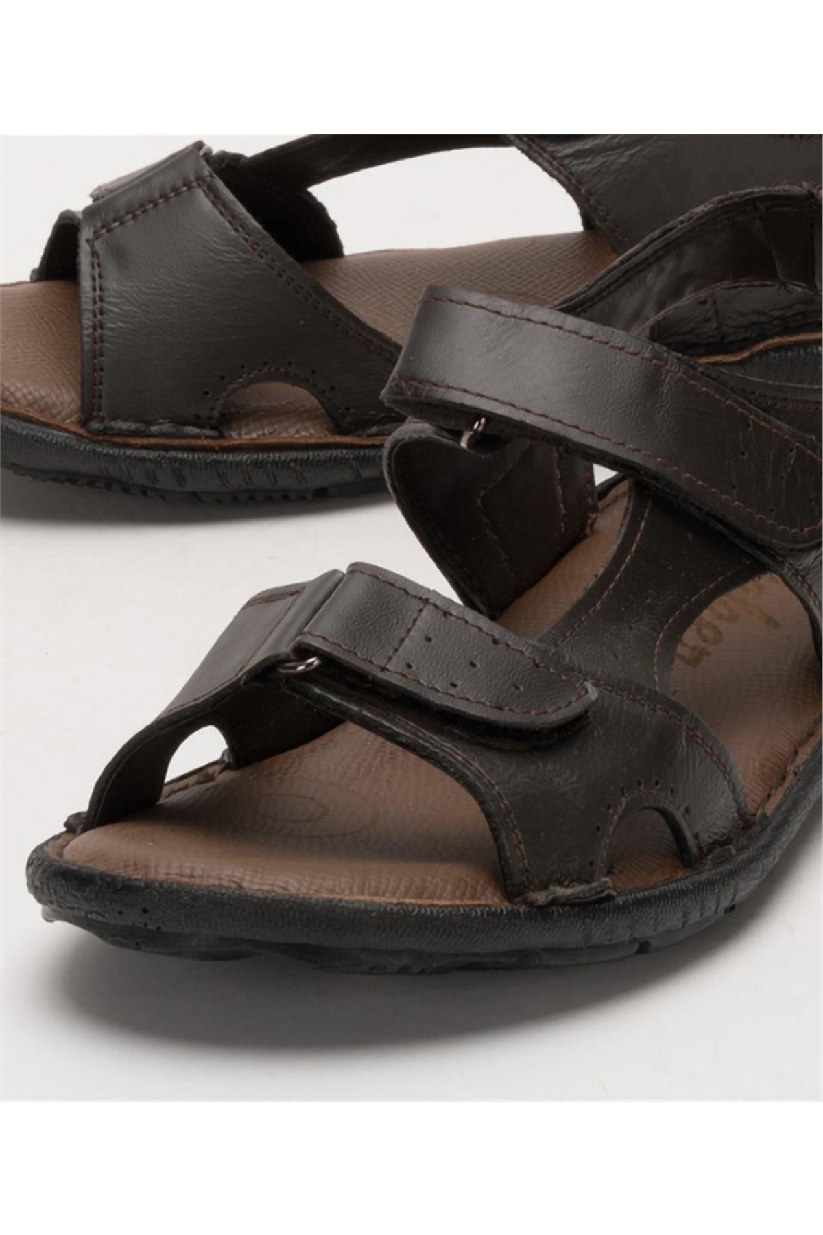 Erkek İçi Dışı Hakiki Deri Ortopetik Yazlık Esnek ve Çok Hafif Günlük Ayakkabı Sandalet KAHVERENGİ - Görsel 6