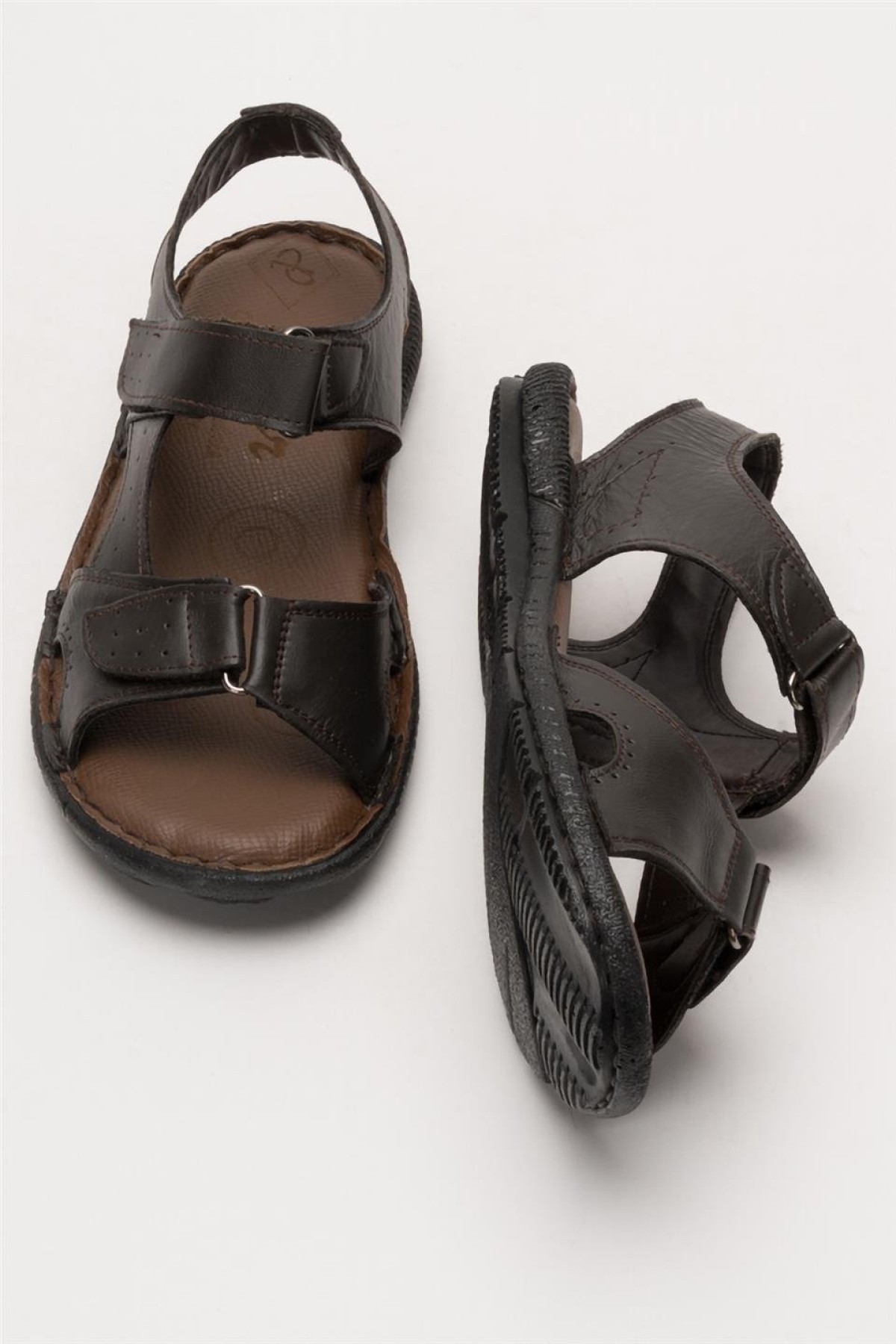 Erkek İçi Dışı Hakiki Deri Ortopetik Yazlık Esnek ve Çok Hafif Günlük Ayakkabı Sandalet KAHVERENGİ - Görsel 8
