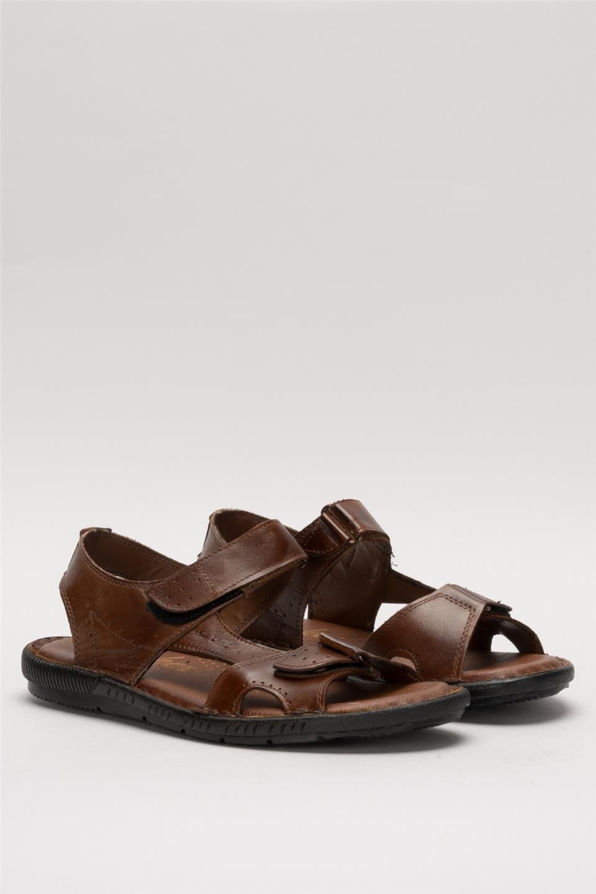 Erkek İçi Dışı Hakiki Deri Ortopetik Yazlık Esnek ve Çok Hafif Günlük Ayakkabı Sandalet TABA - Görsel 4