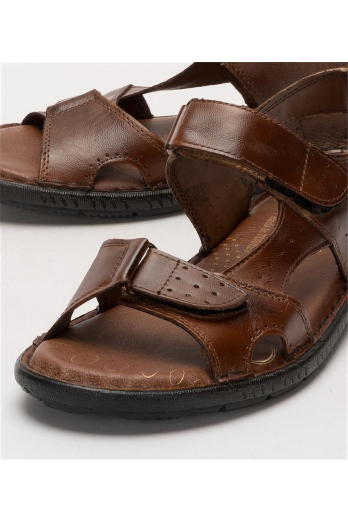 Erkek İçi Dışı Hakiki Deri Ortopetik Yazlık Esnek ve Çok Hafif Günlük Ayakkabı Sandalet TABA - Görsel 6