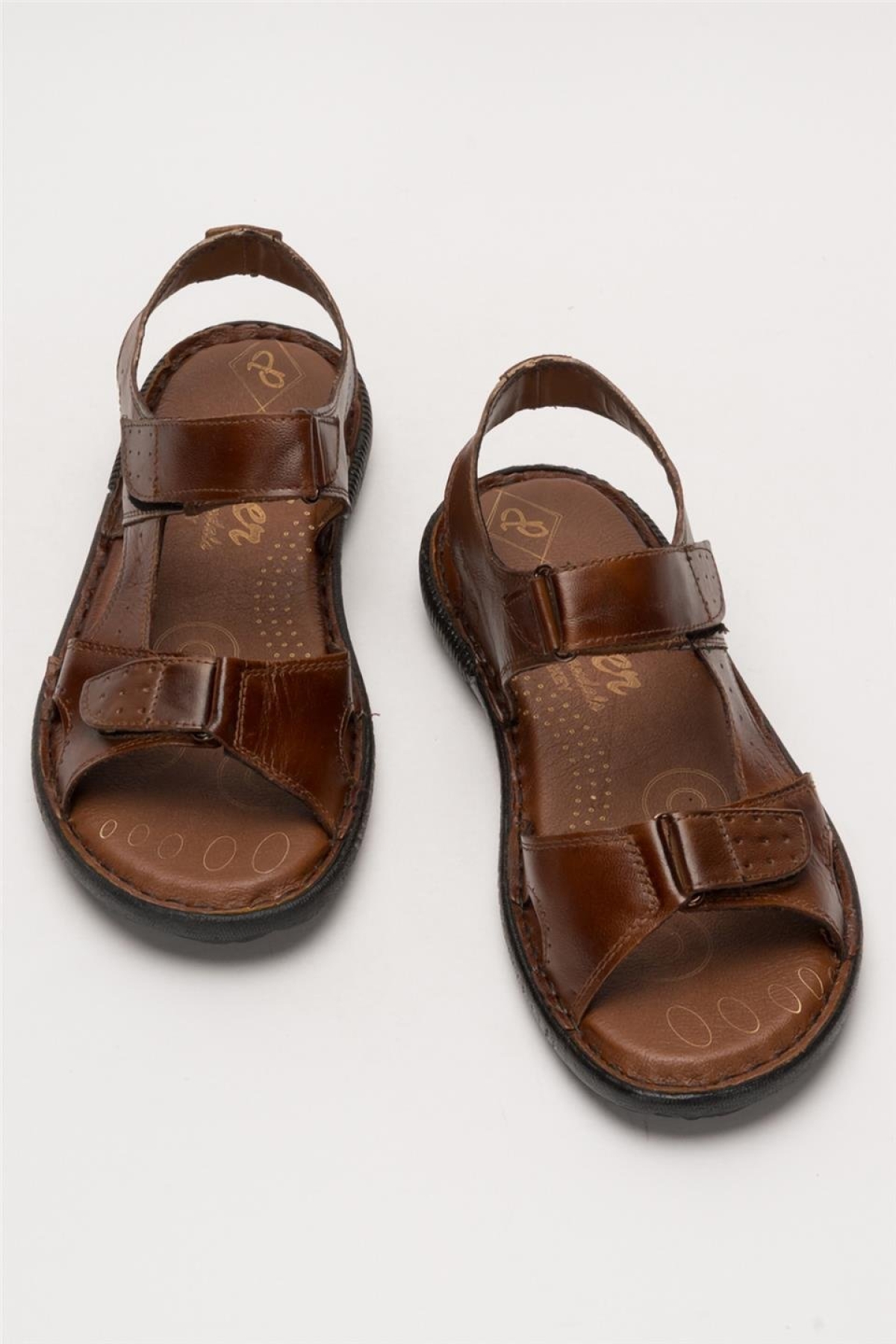 Erkek İçi Dışı Hakiki Deri Ortopetik Yazlık Esnek ve Çok Hafif Günlük Ayakkabı Sandalet TABA - Görsel 7