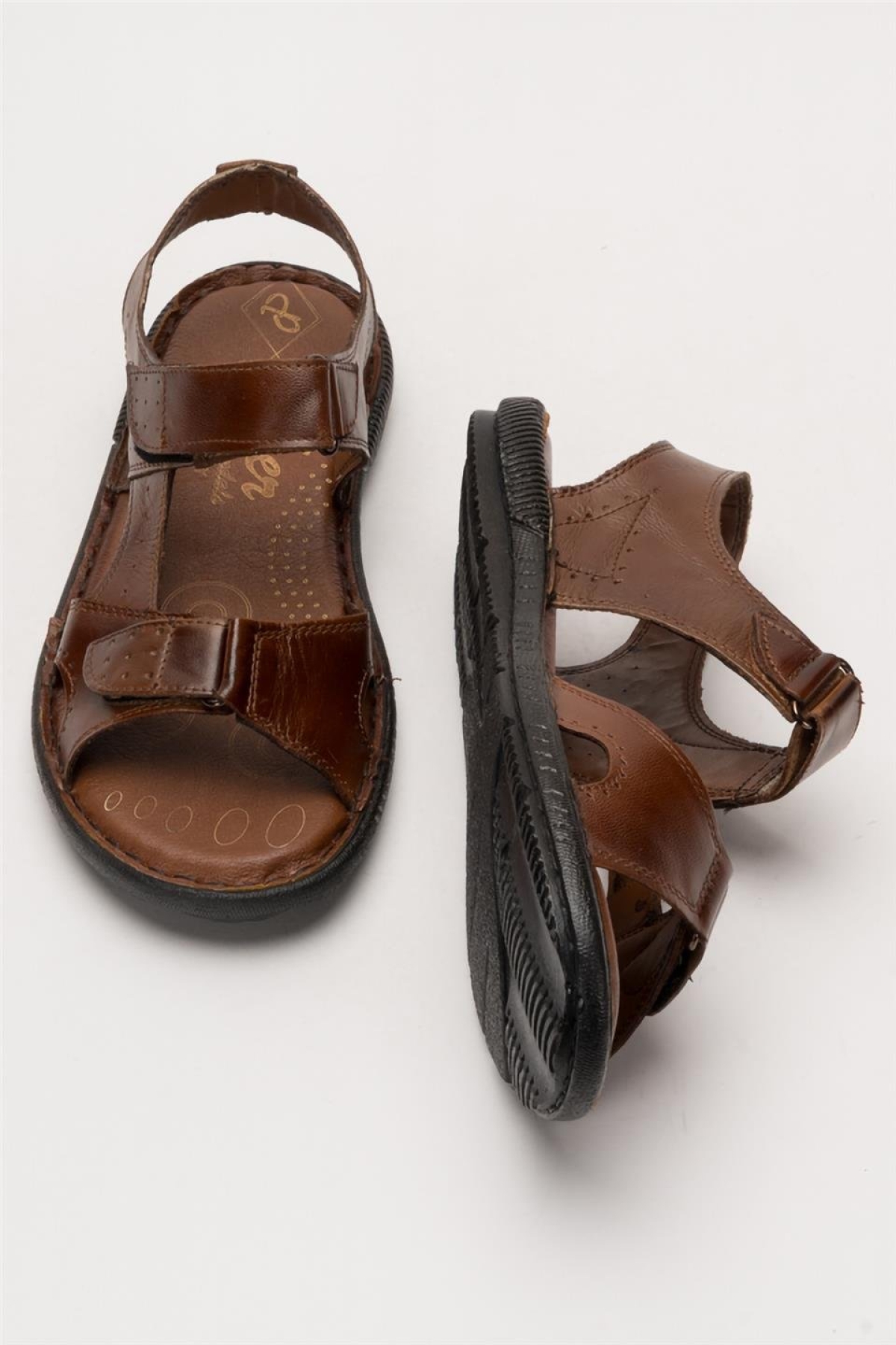 Erkek İçi Dışı Hakiki Deri Ortopetik Yazlık Esnek ve Çok Hafif Günlük Ayakkabı Sandalet TABA - Görsel 8