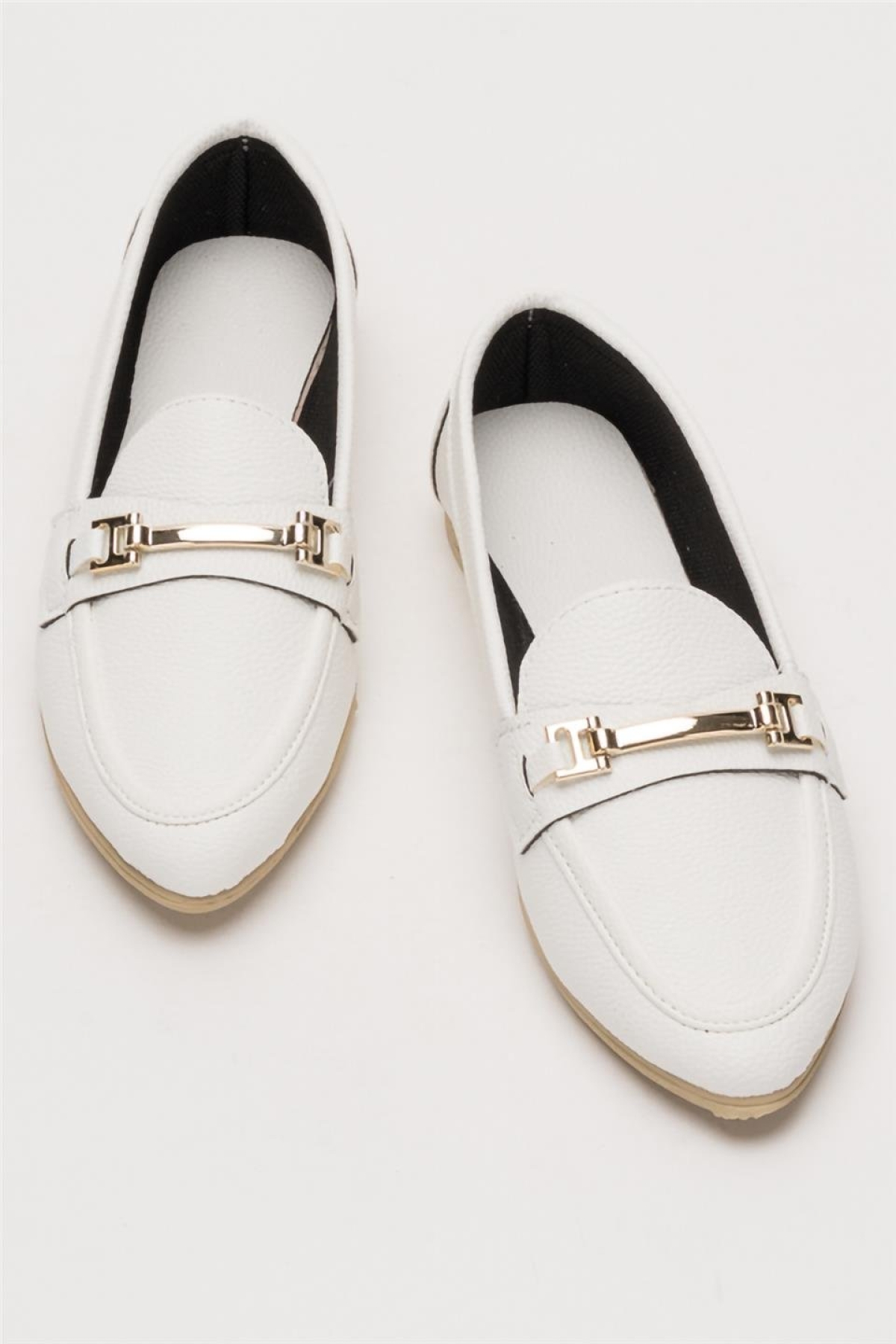 Kadın Babet Toka Detaylı Şık Rahat Günlük Ayakkabı BEYAZ - Görsel 7
