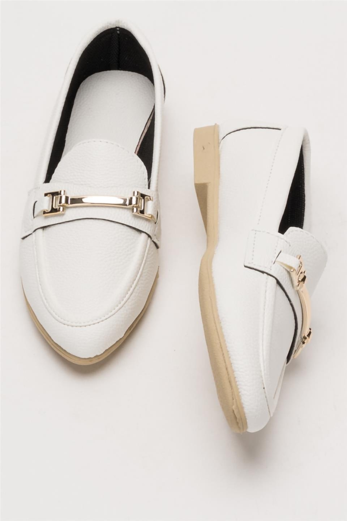Kadın Babet Toka Detaylı Şık Rahat Günlük Ayakkabı BEYAZ - Görsel 8