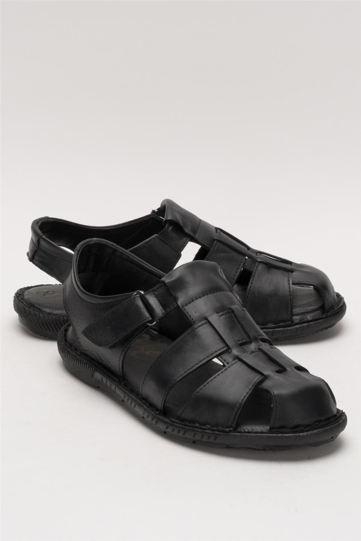 Erkek Hakiki Deri Yazlık Hafif Günlük Ayakkabı Sandalet SİYAH - Görsel 3
