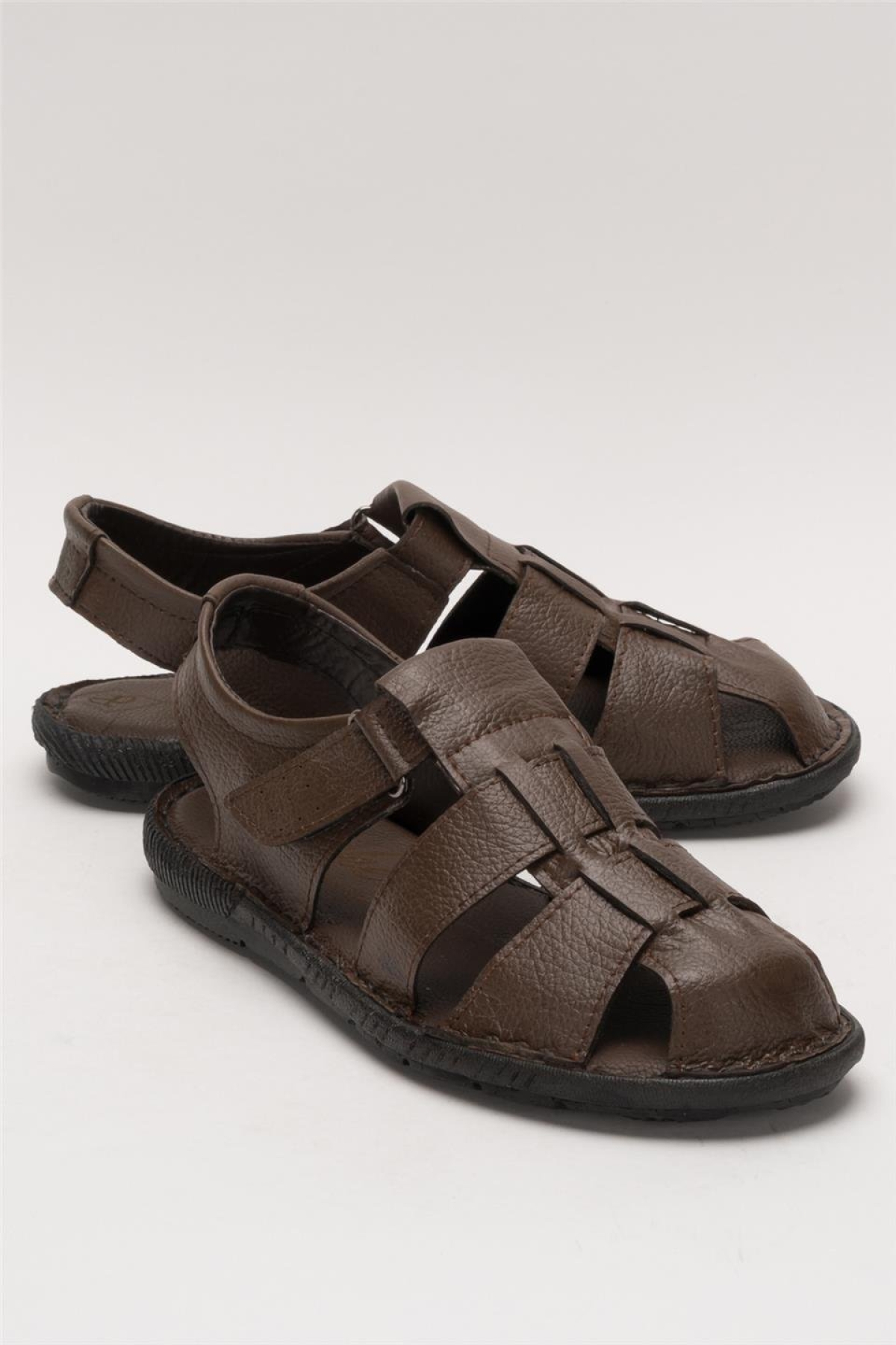Erkek Hakiki Deri Yazlık Hafif Günlük Ayakkabı Sandalet KAHVERENGİ - Görsel 3