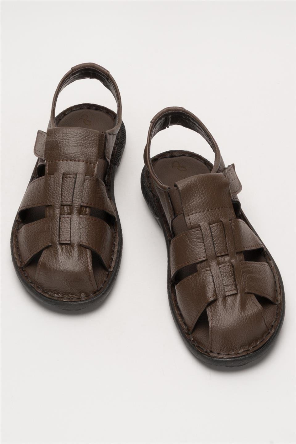 Erkek Hakiki Deri Yazlık Hafif Günlük Ayakkabı Sandalet KAHVERENGİ - Görsel 7