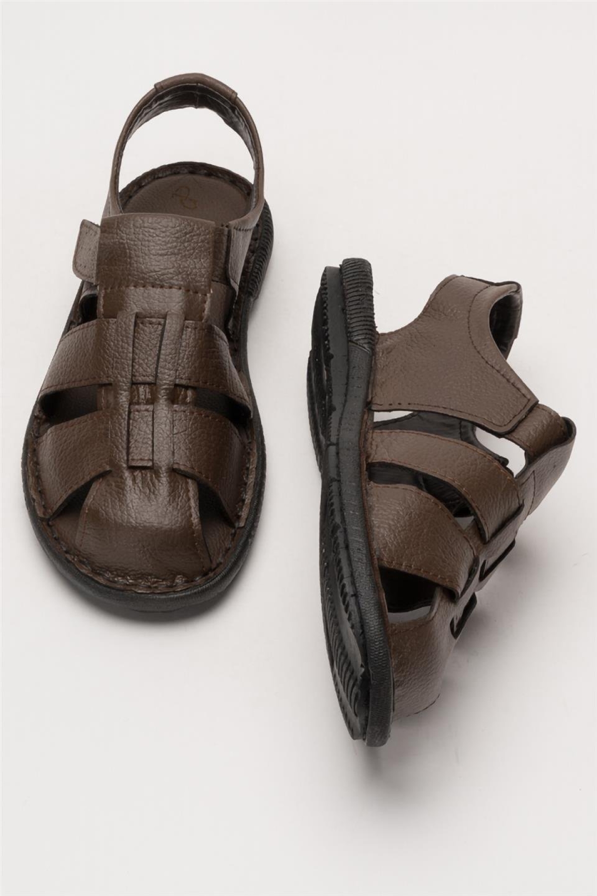 Erkek Hakiki Deri Yazlık Hafif Günlük Ayakkabı Sandalet KAHVERENGİ - Görsel 8