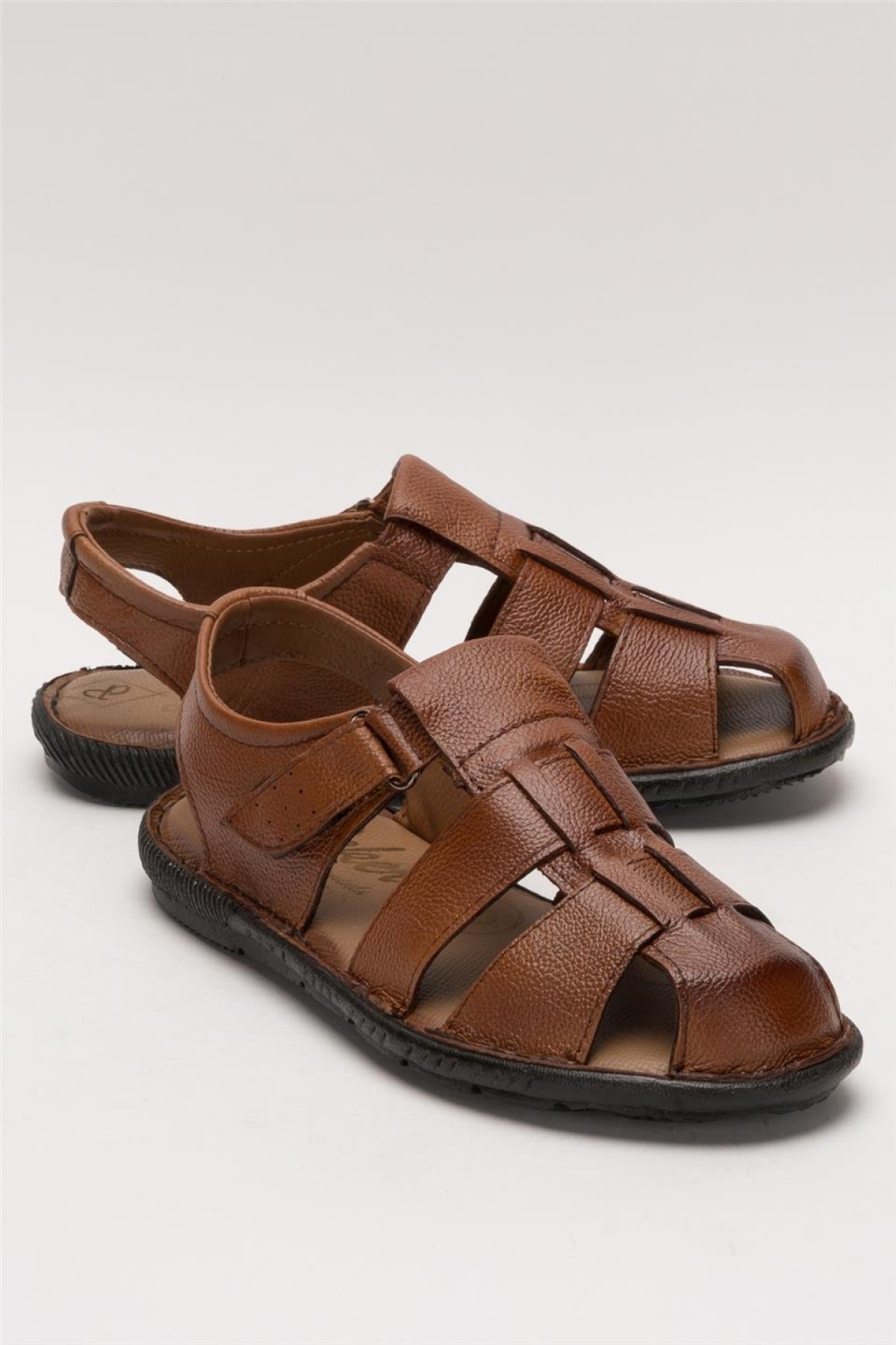 Erkek Hakiki Deri Yazlık Hafif Günlük Ayakkabı Sandalet TABA - Görsel 3