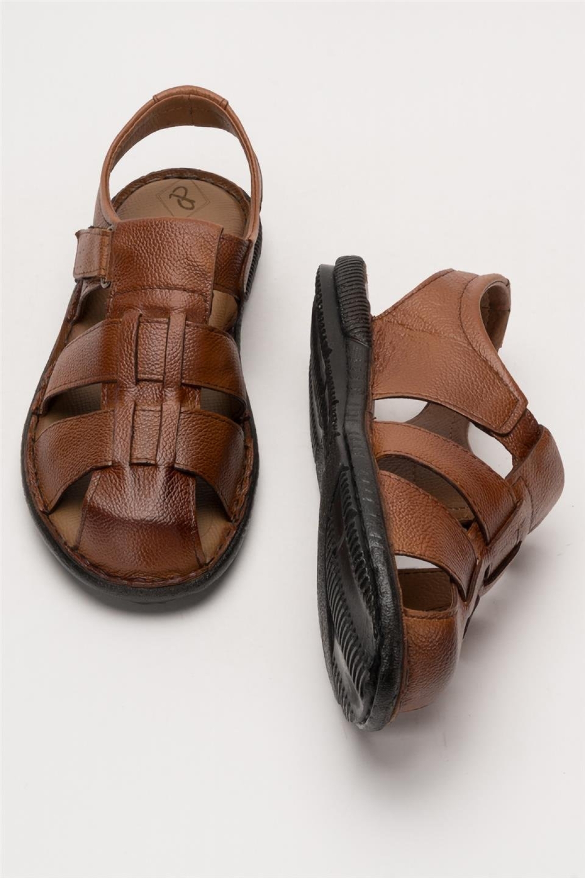 Erkek Hakiki Deri Yazlık Hafif Günlük Ayakkabı Sandalet TABA - Görsel 8