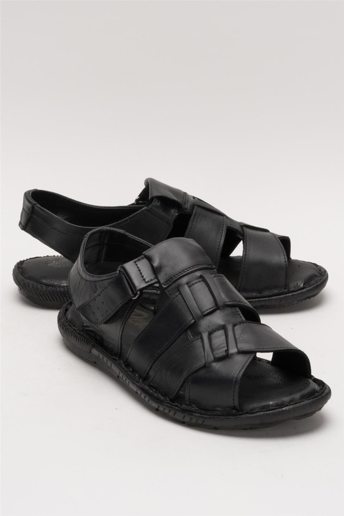 Erkek İçi Dışı Hakiki Deri Ortopetik Yazlık Esnek ve Çok Hafif Günlük Ayakkabı Sandalet SİYAH - Görsel 3